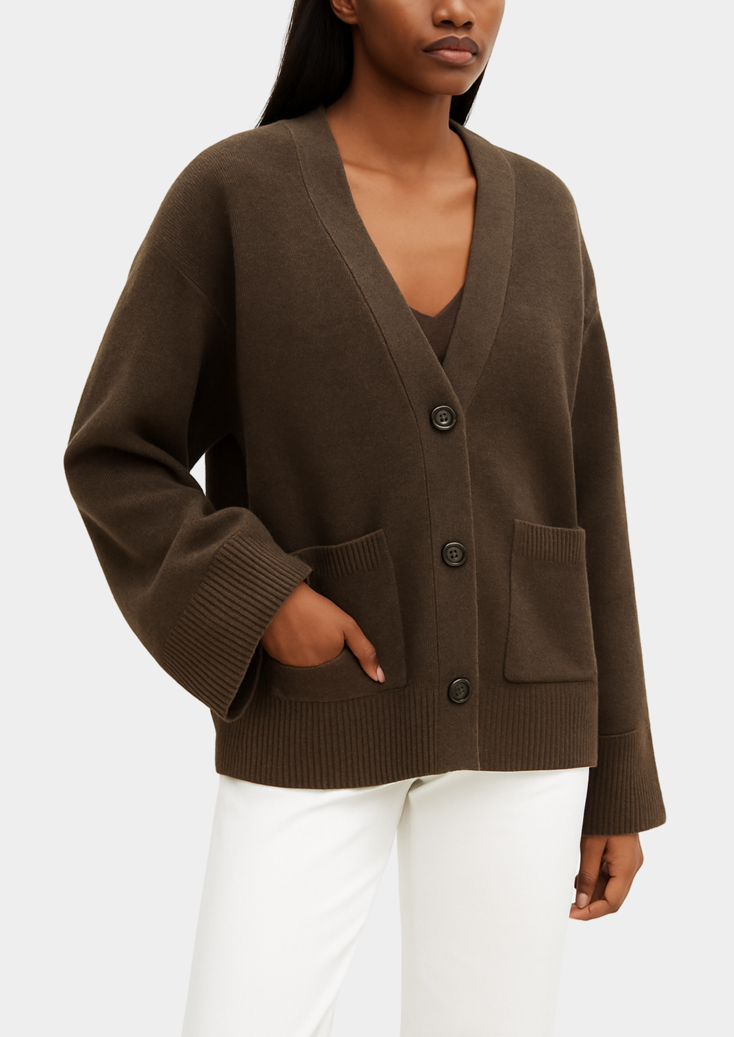 Solid Color Knitted Cardigan for Women