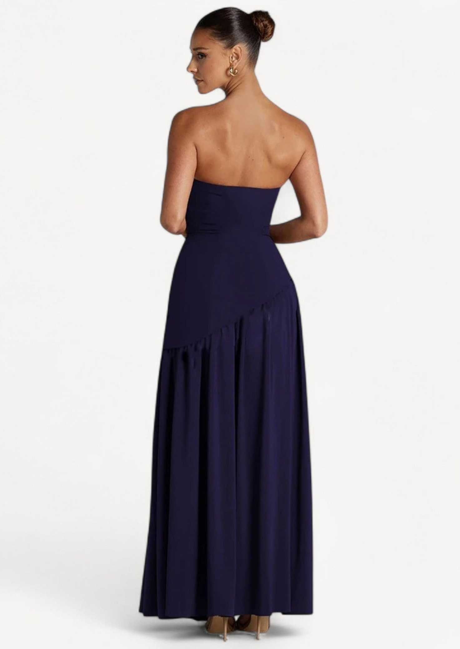 Strapless Maxi Dress with Detachable Scarf | Wedding Guest Gown Women