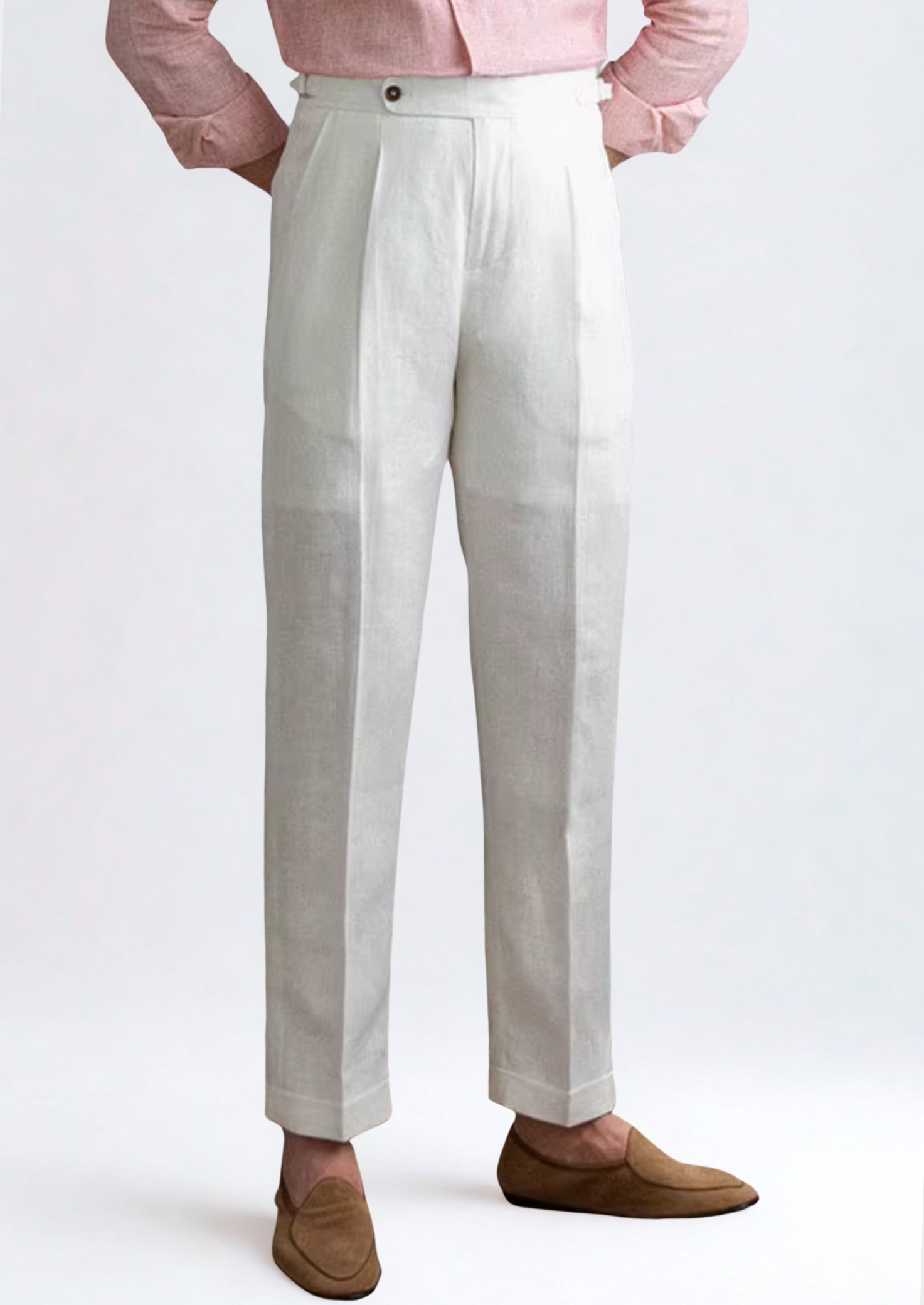 Florence Pleated Wool Trousers - White