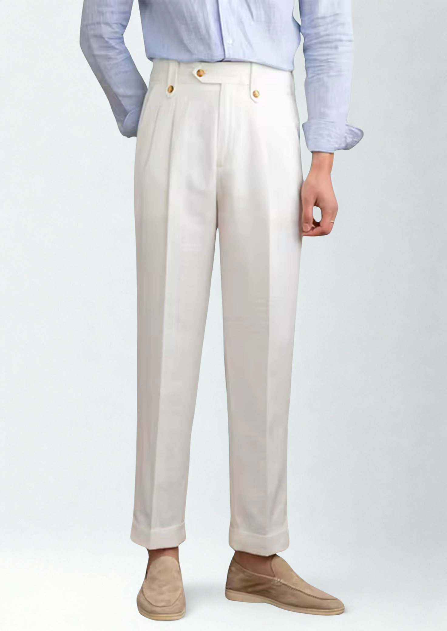 Bolzano Pleated Wool Trousers - White