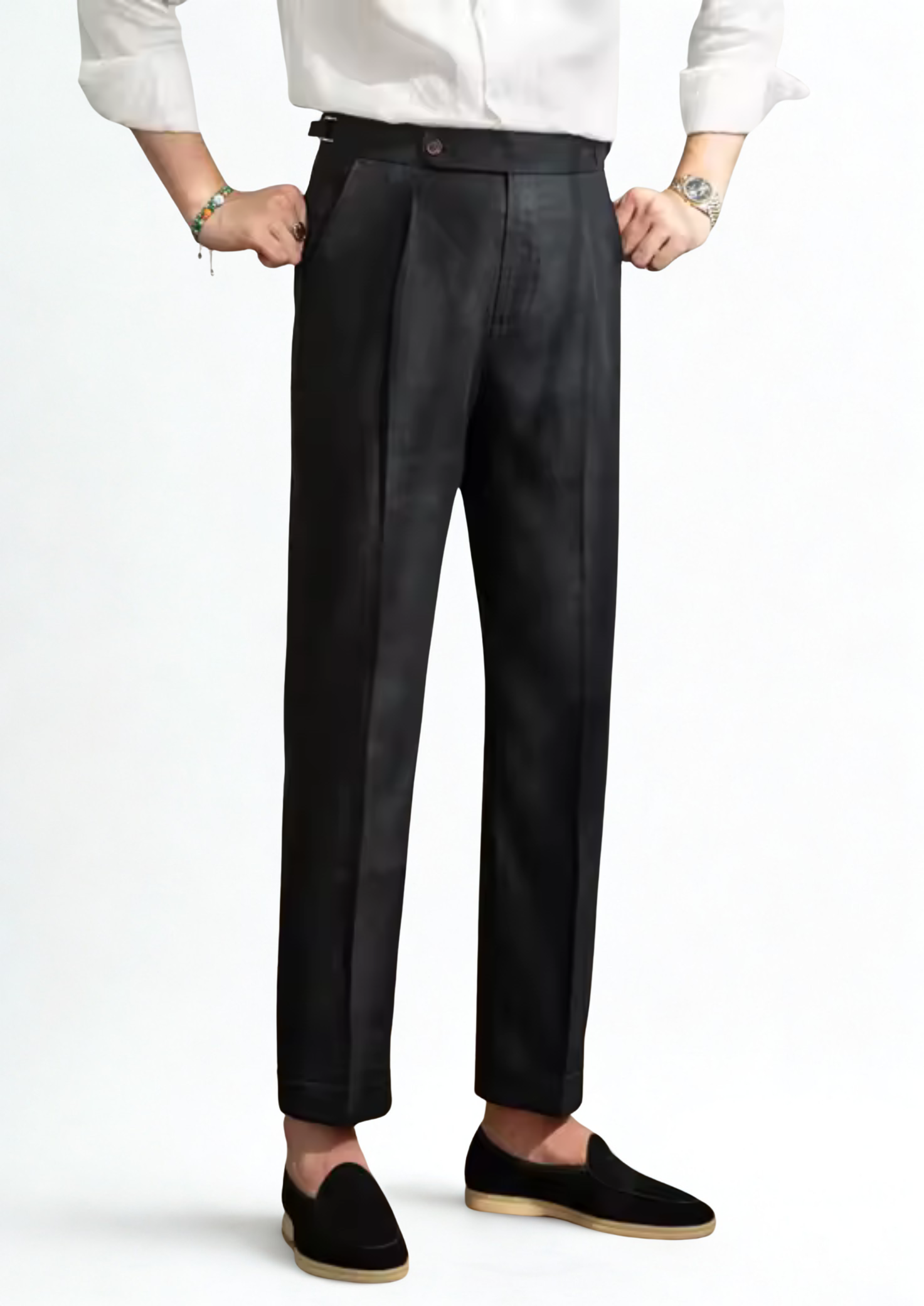 Palermo Pleated Wool Trousers - Black
