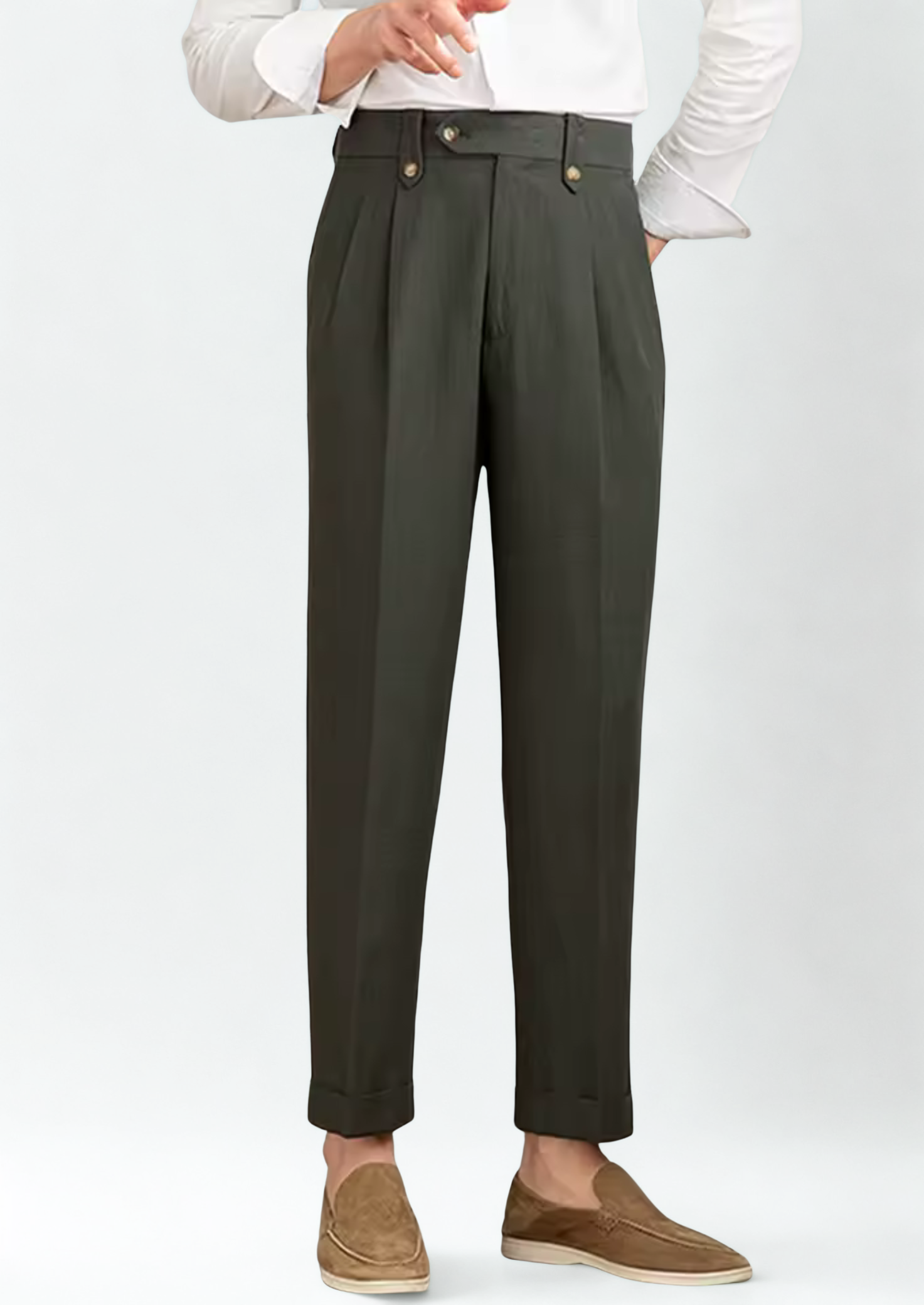 Siena Pleated Wool Trousers - Olive