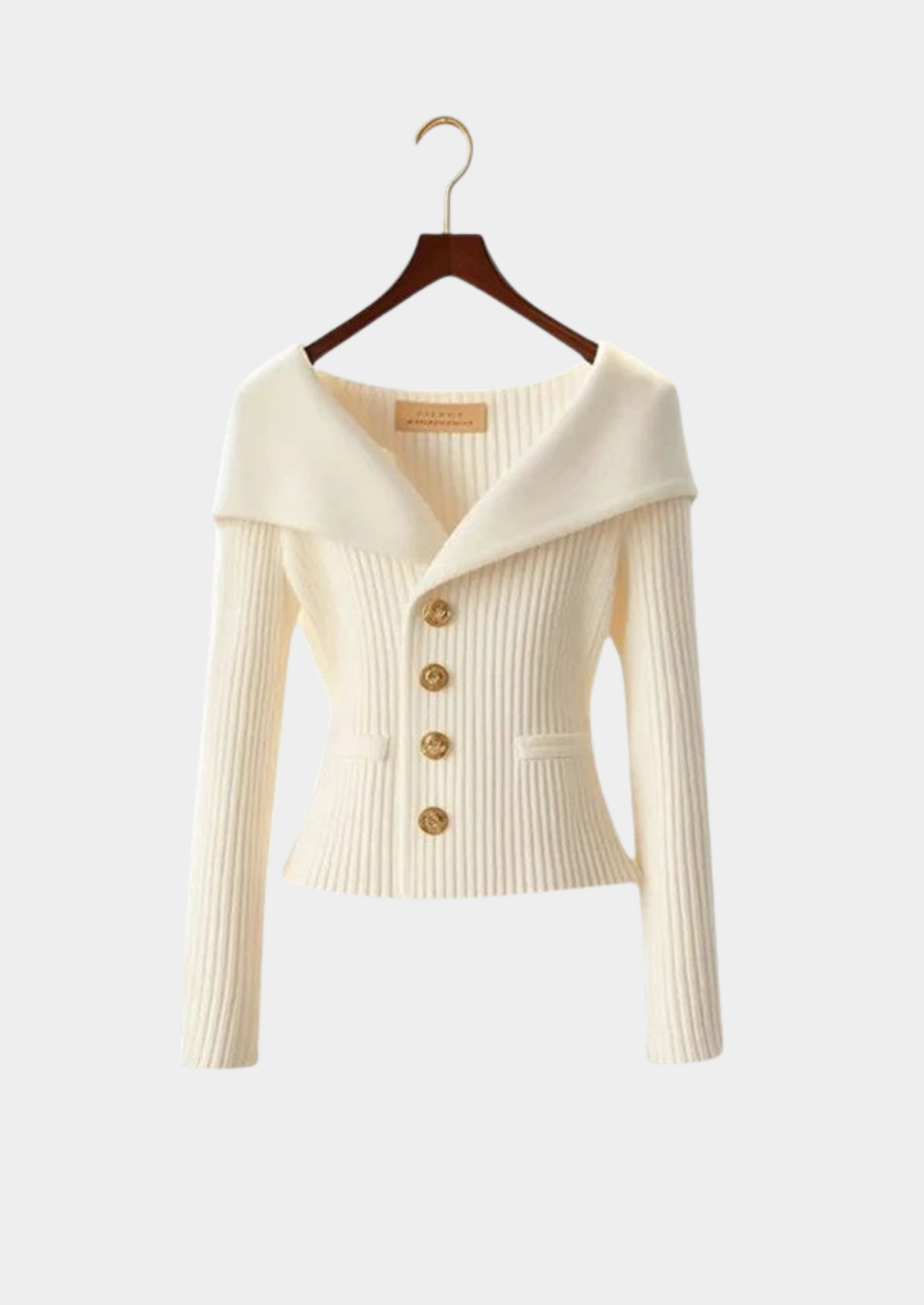 Women's Off-Shoulder Knit Sweater with Button Detail