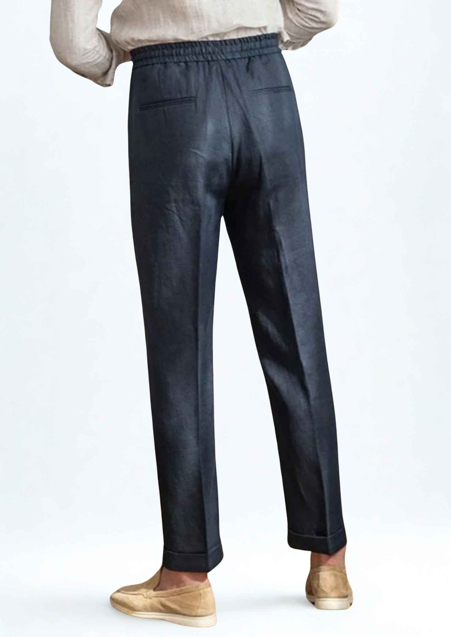 Drawstring Classic Trousers - Navy Blue