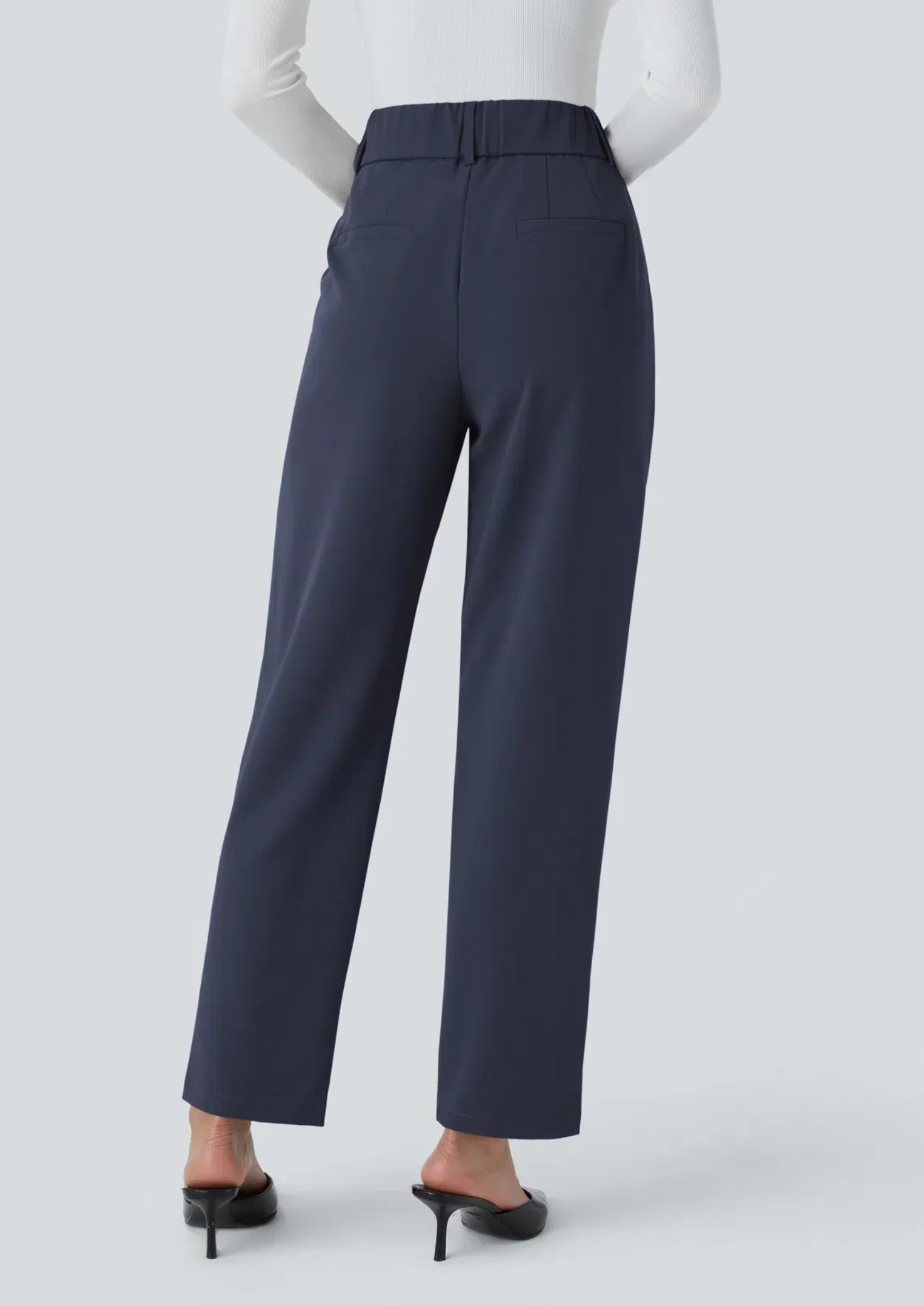 Women’s High-Waist Stretch Slim-Fit Trousers with Side Pockets