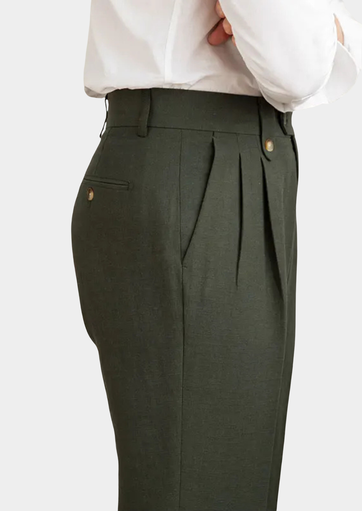 Siena Pleated Wool Trousers - Olive