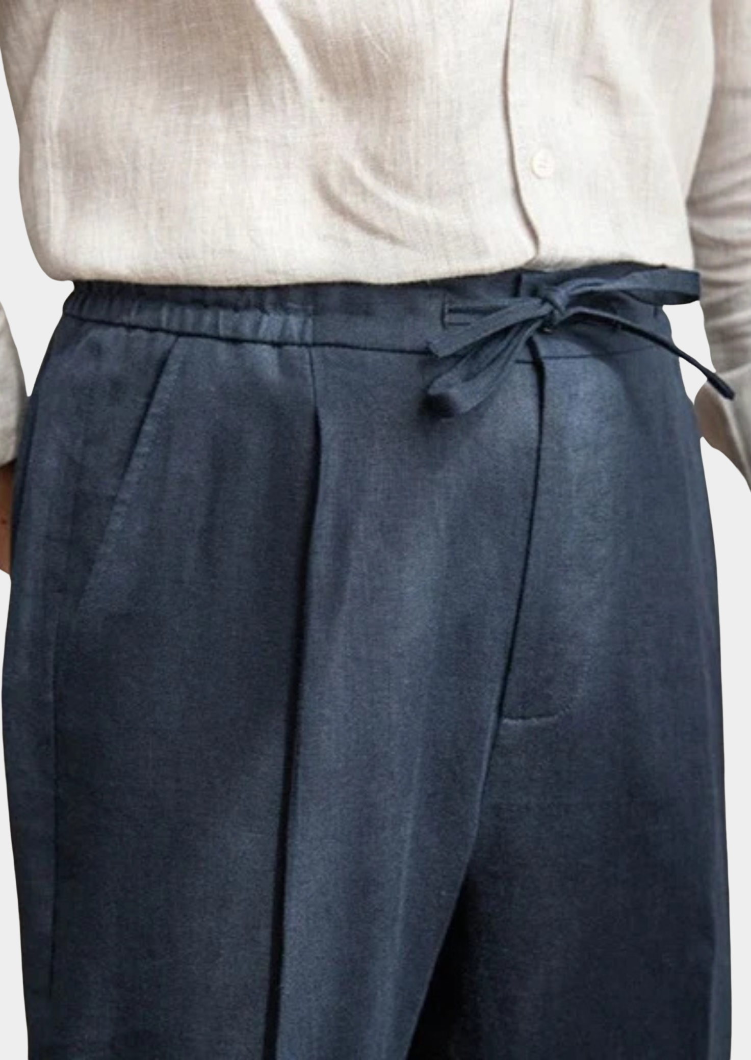 Drawstring Classic Trousers - Navy Blue