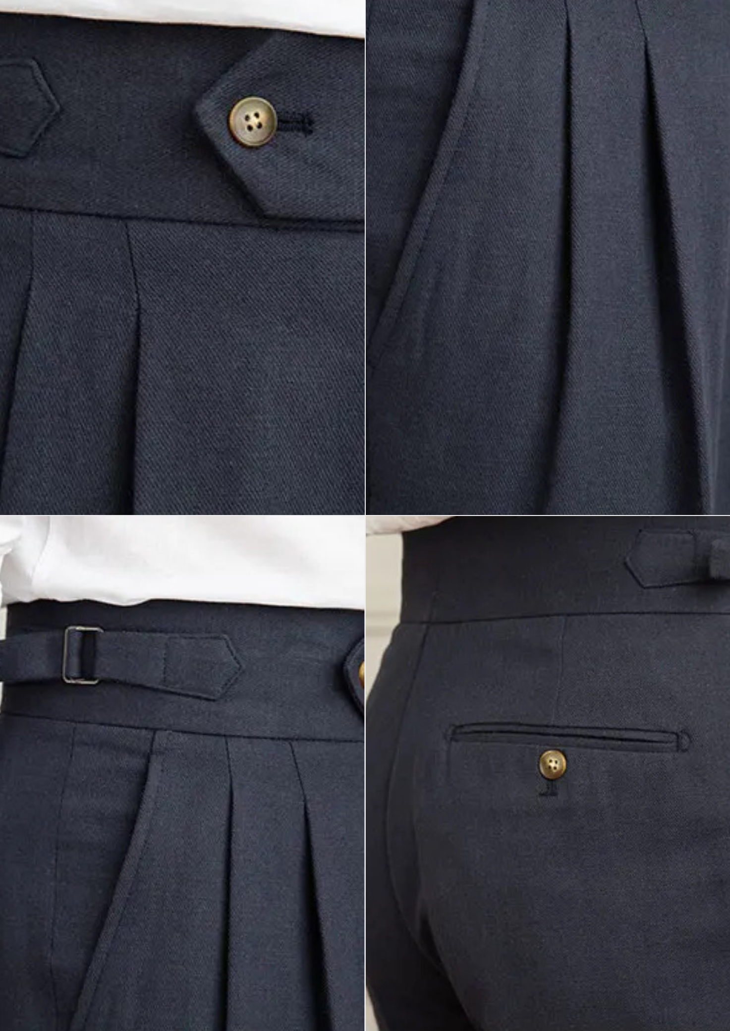 Verona Pleated Tailored Trousers - Navy Blue