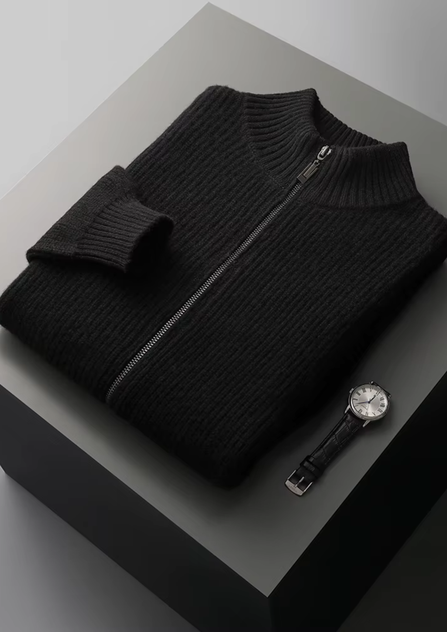 Merino Wool Extra-Fine Ribbed Knit Cardigan