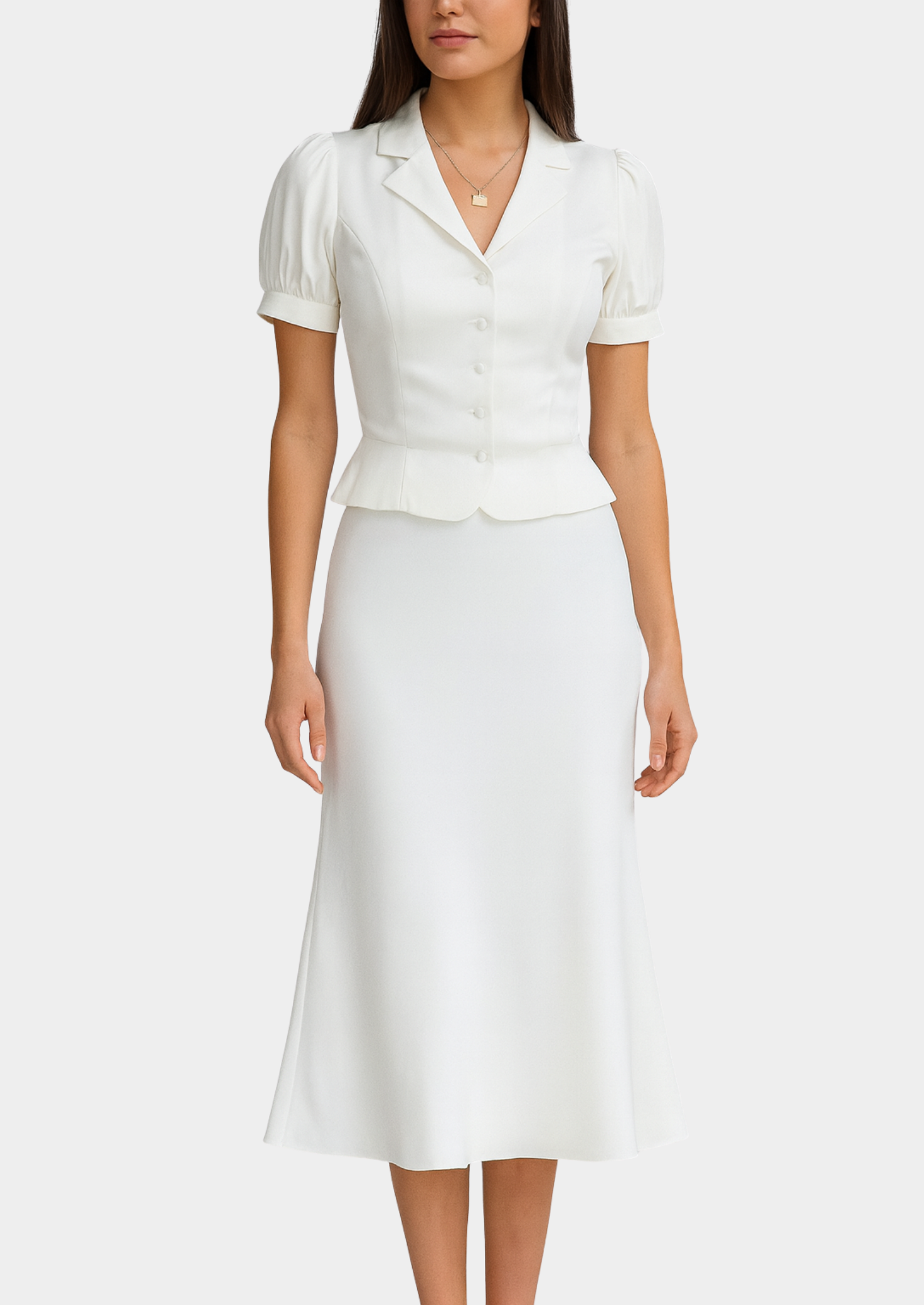 Satin Blouse & Midi Skirt Set Women