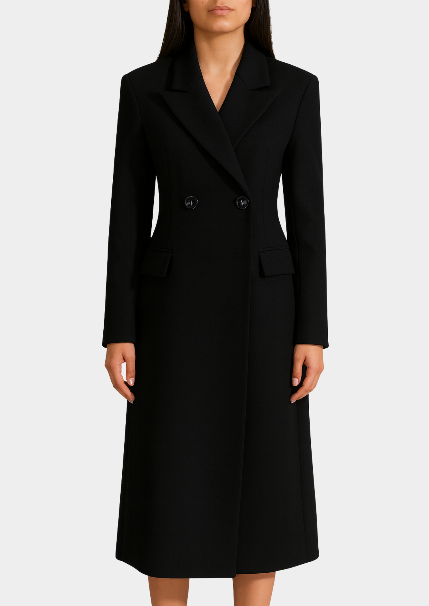 Structured Longline Black Coat Women