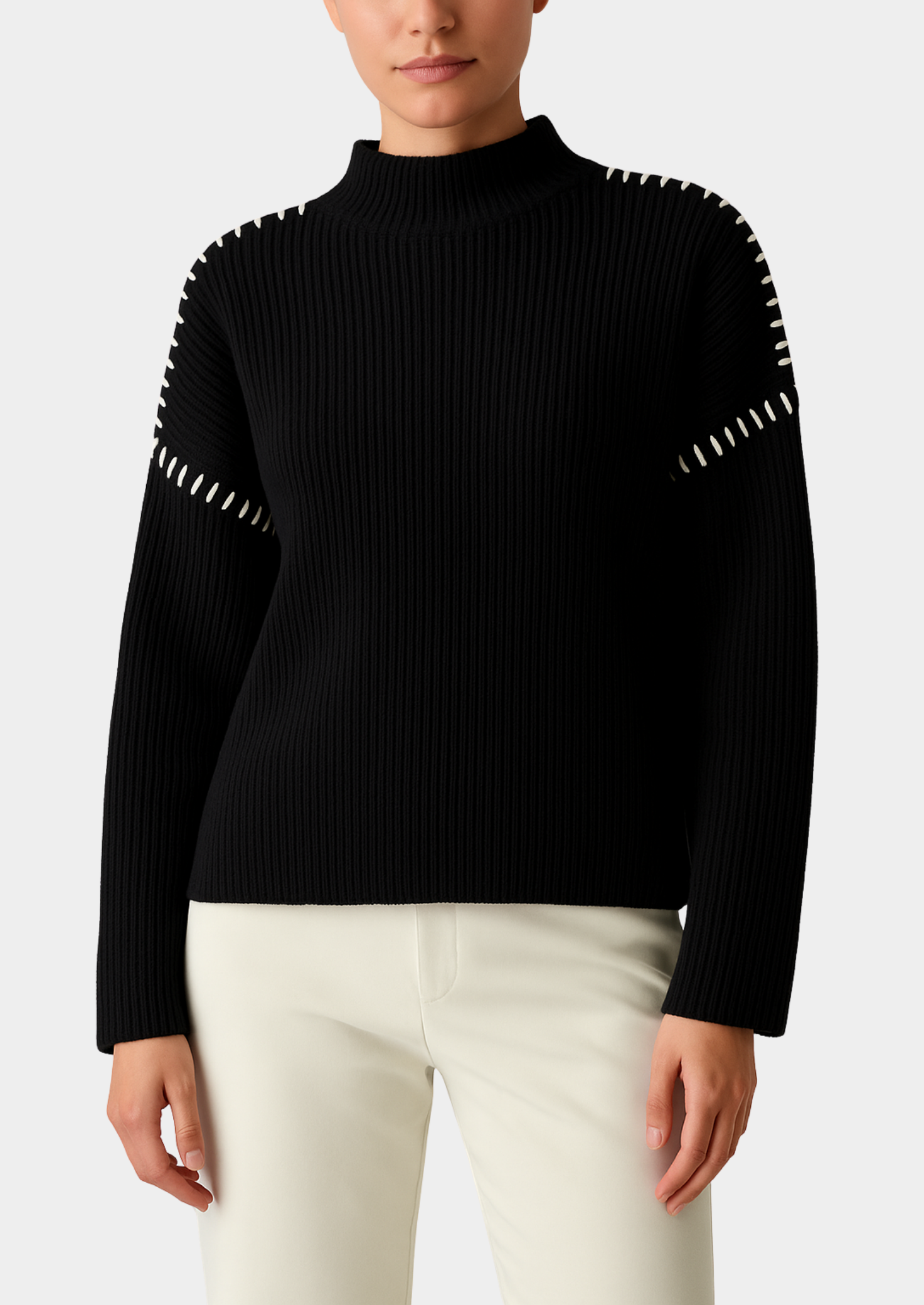 Oversized Sweater with Contrast Stitch Women