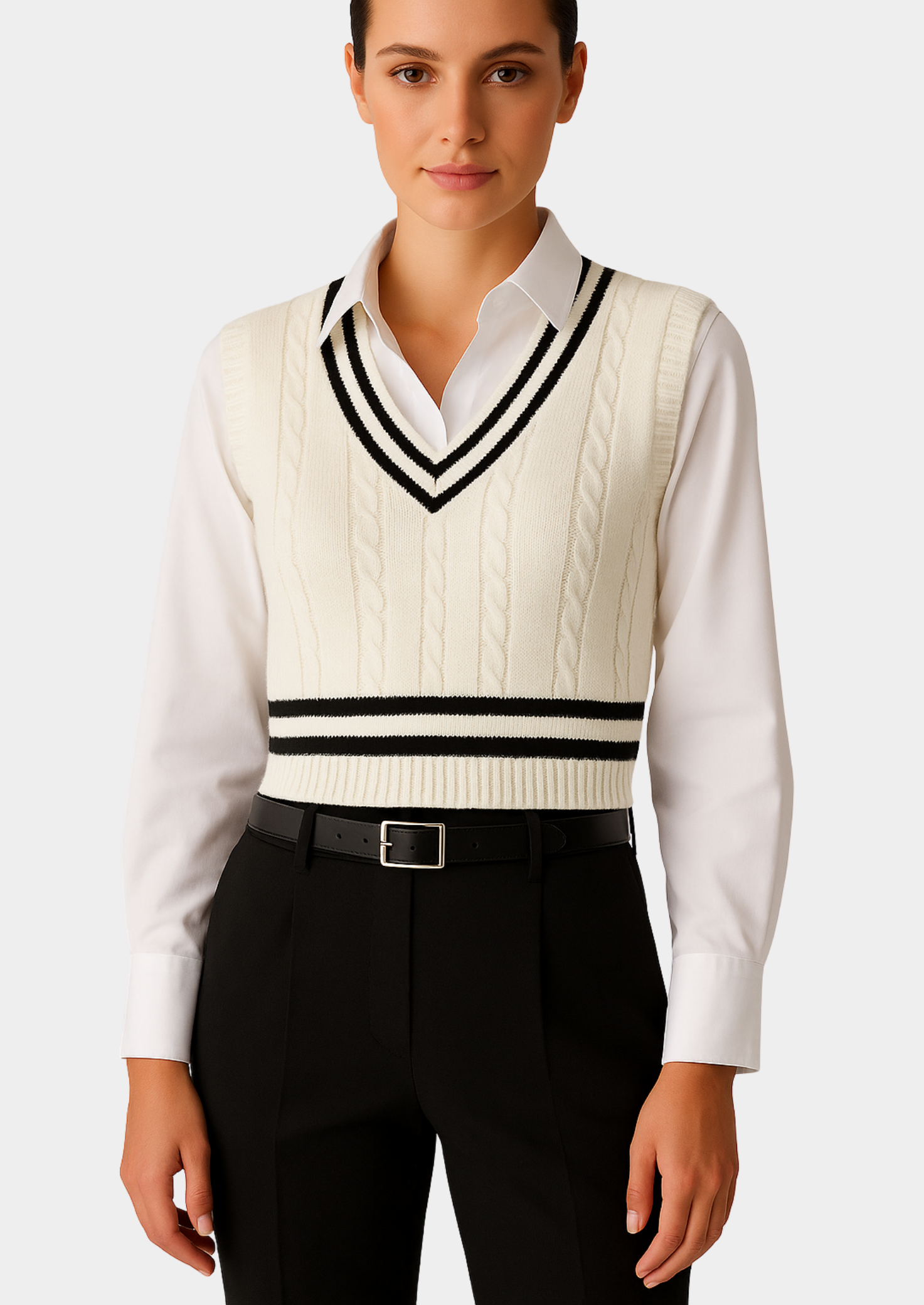 Classic Wool V-Neck Knit Vest Women