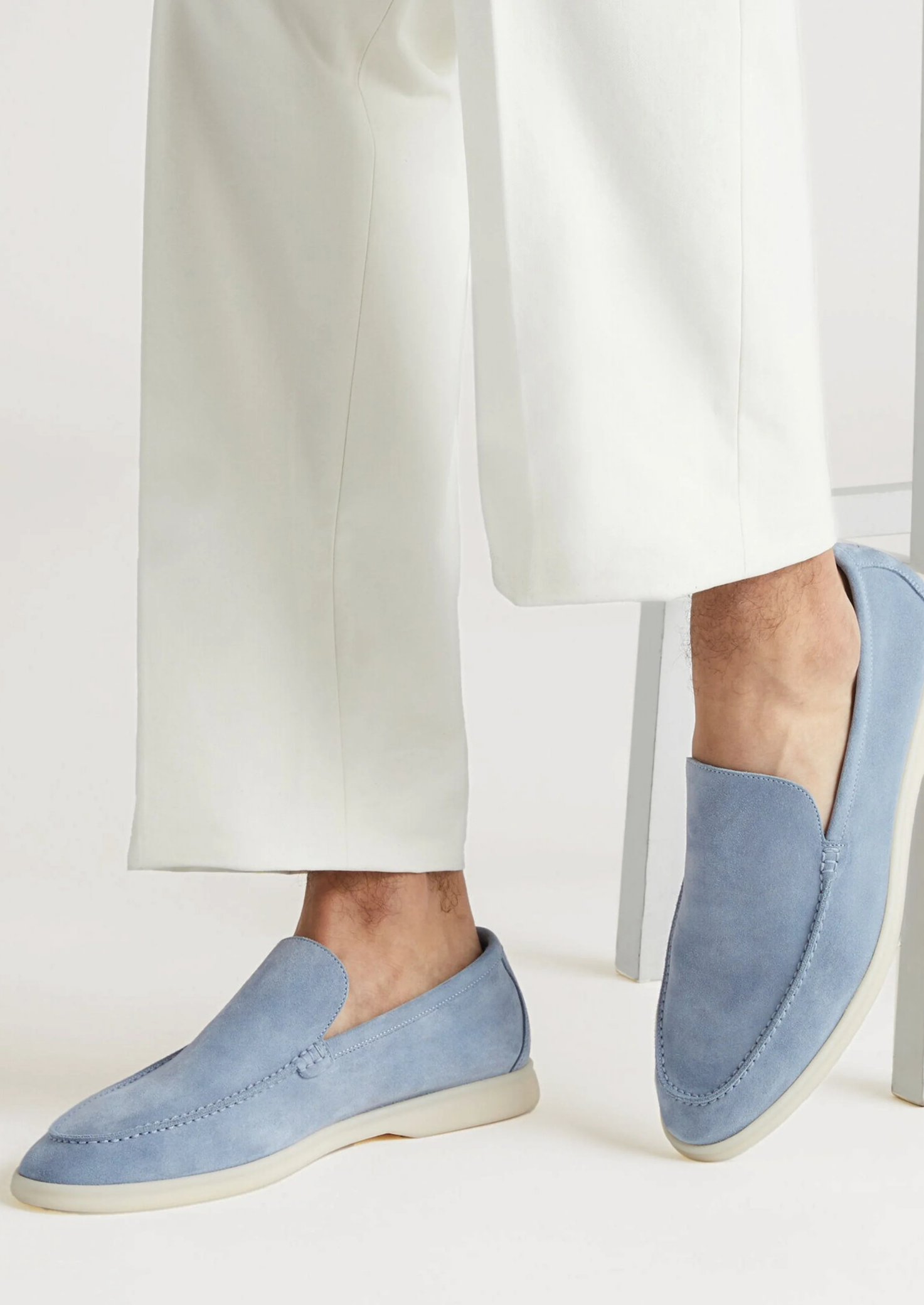 Men’s Suede Loafers in Sky Blue