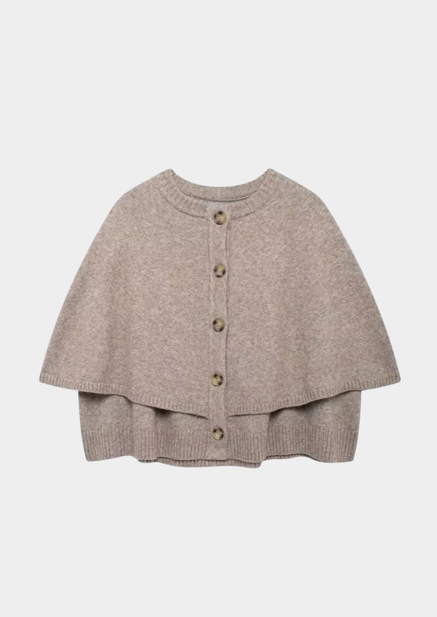 Women’s Knitted Cape Jacket with Button Front and Short Sleeves