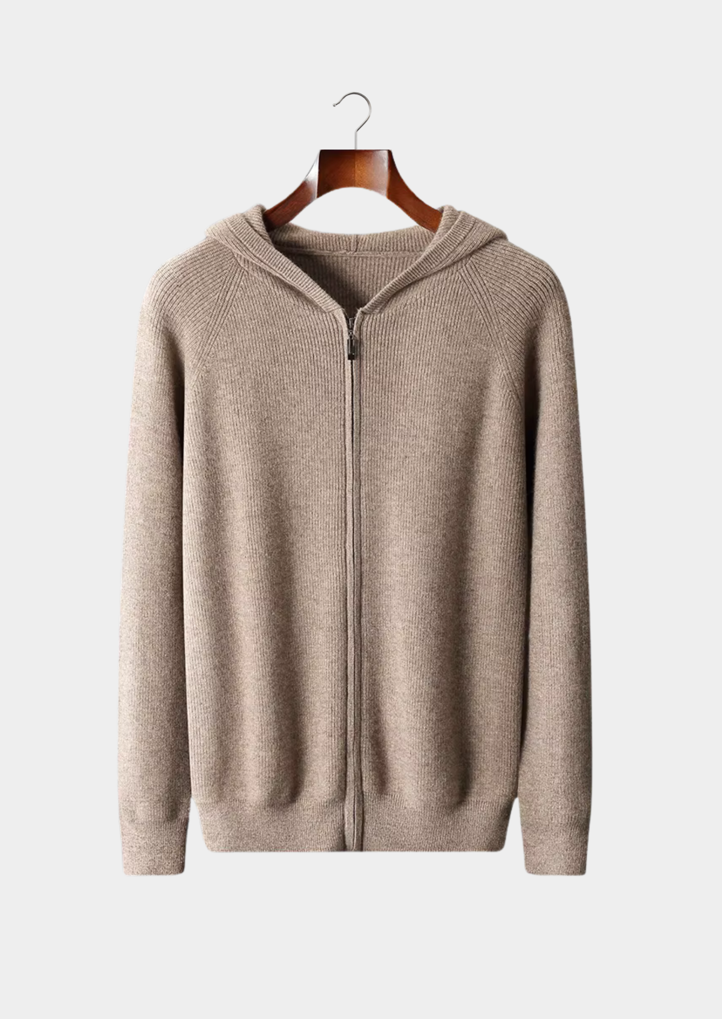 Merino Wool Extra-Fine Ribbed Hoodie With Zip