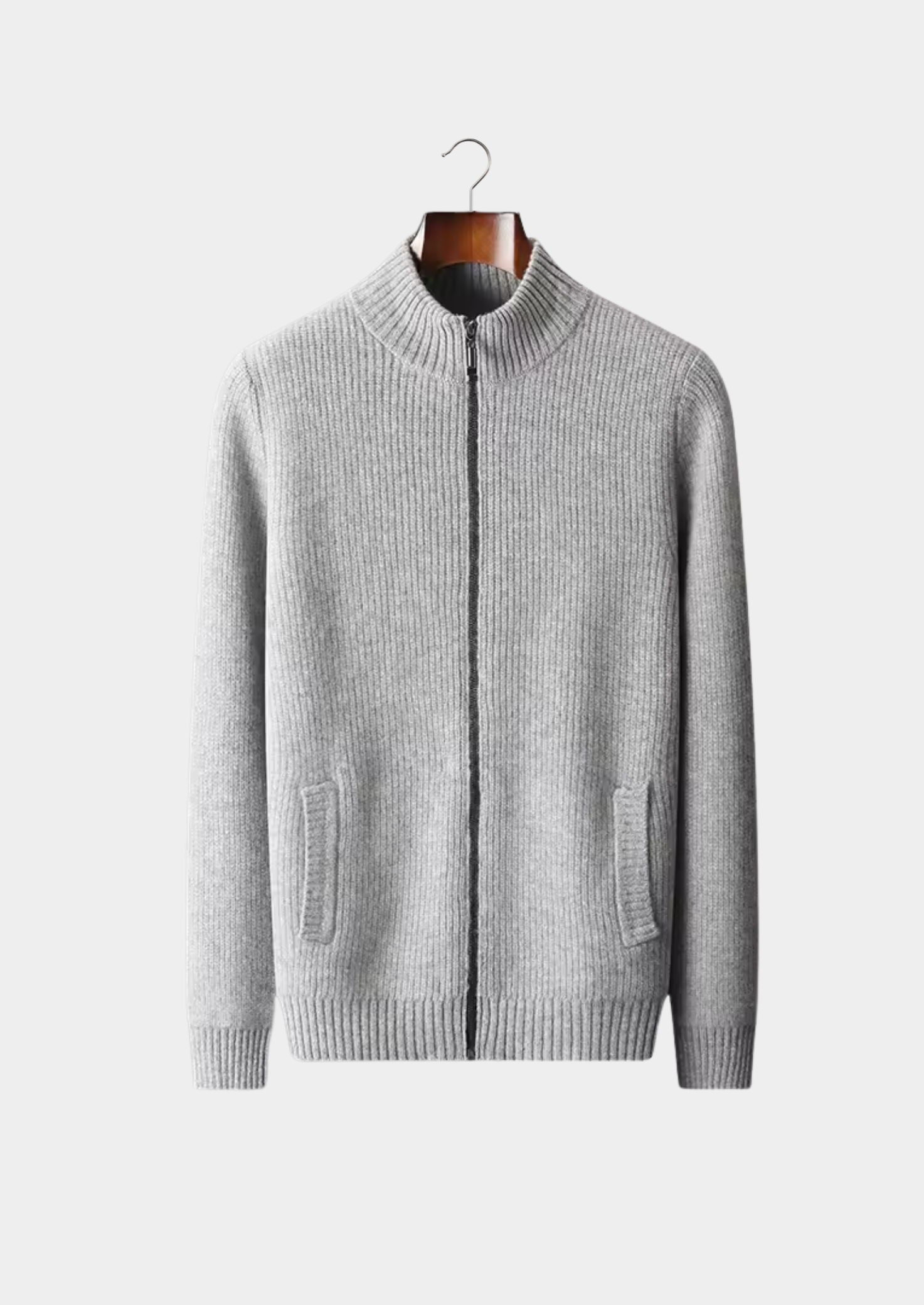 Merino Wool Extra-Fine Ribbed Knit Cardigan