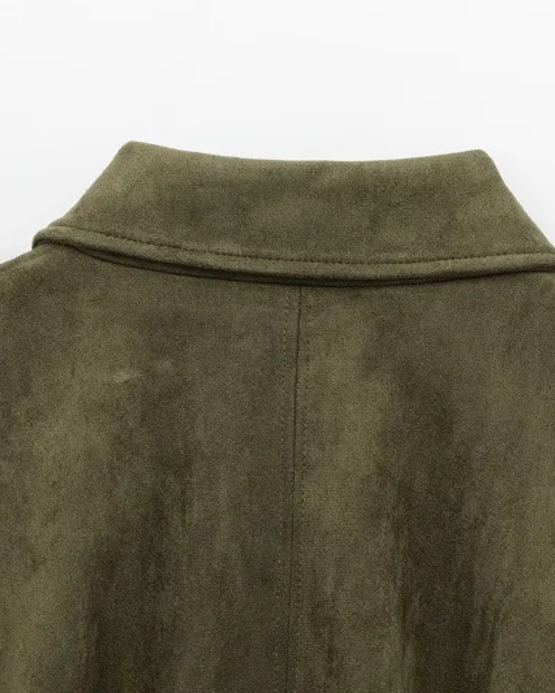 Vintage Suede Bomber Jacket Women