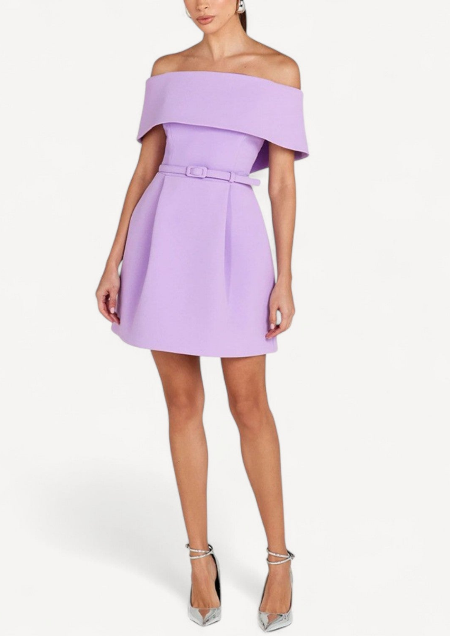 Off-Shoulder Belted Mini Dress - Short Dress Women