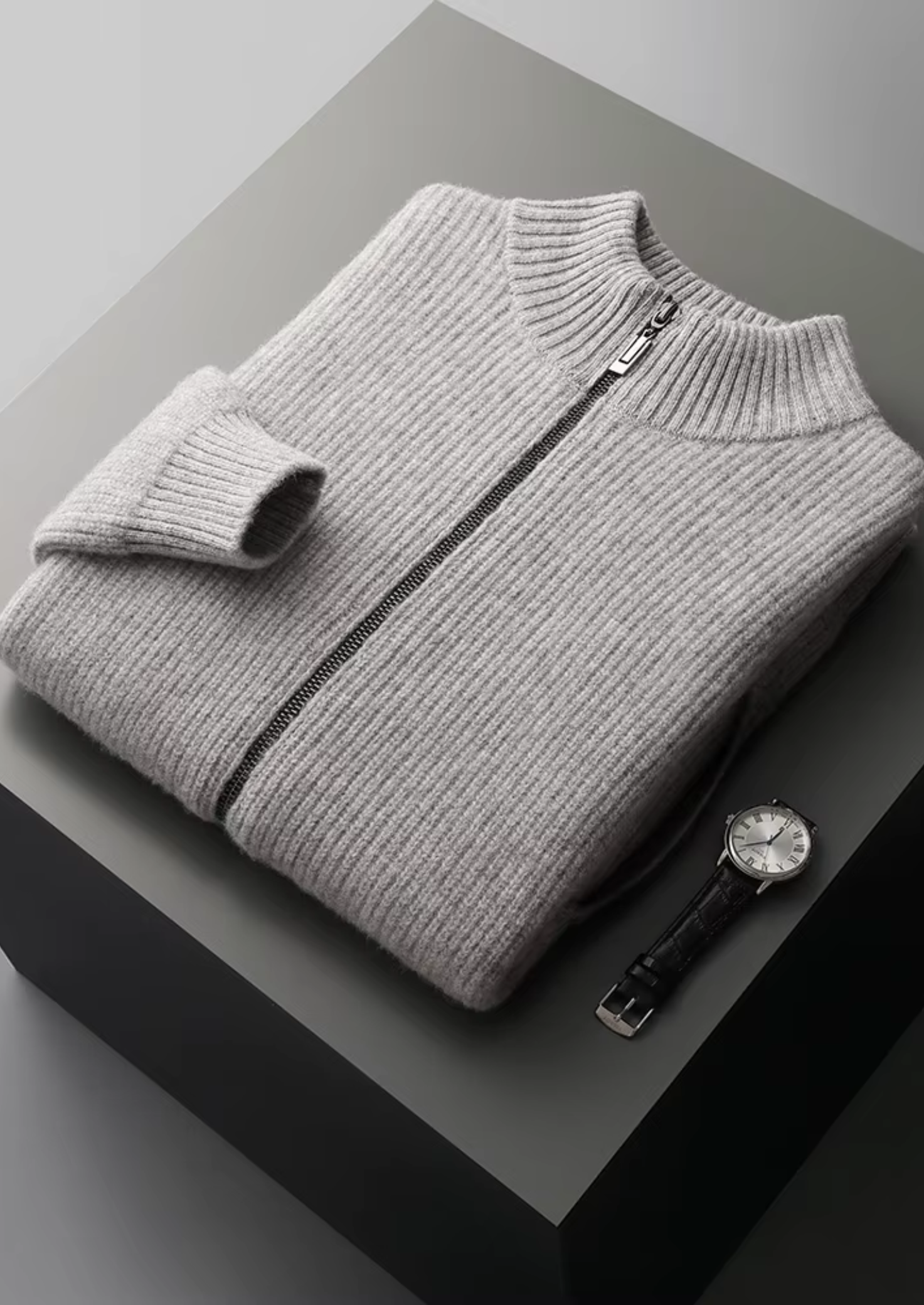 Merino Wool Extra-Fine Ribbed Knit Cardigan