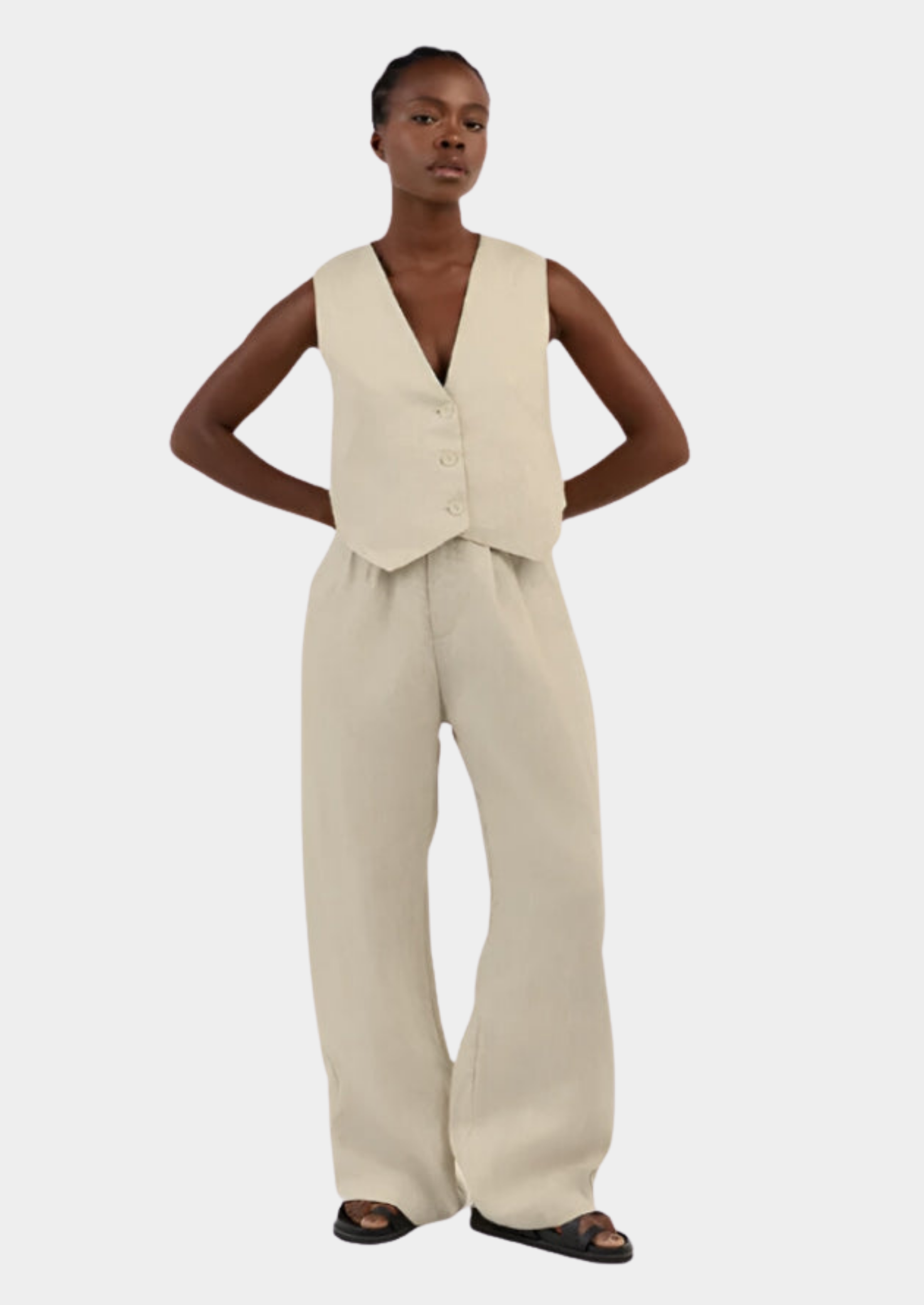 Linen Tailored Two-Piece Set Women