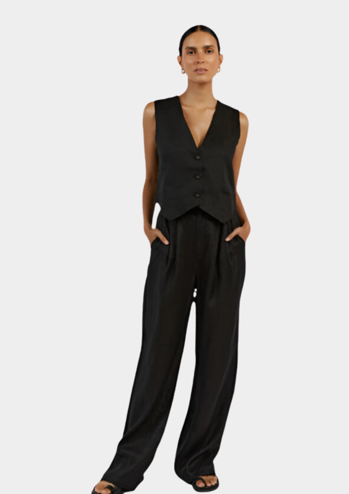 Linen Tailored Two-Piece Set Women