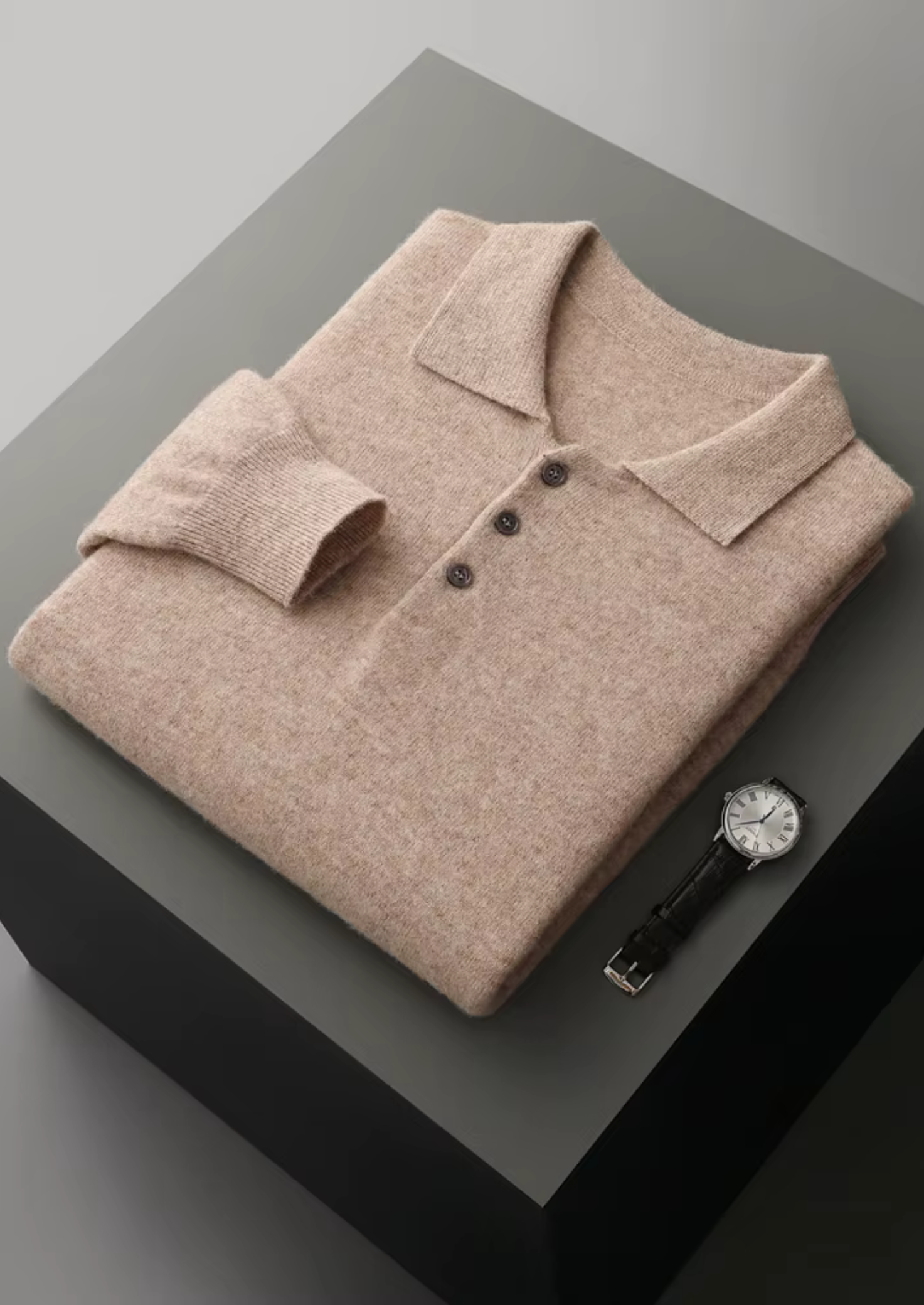 Merino Wool Extra-Fine Classic Polo Sweater