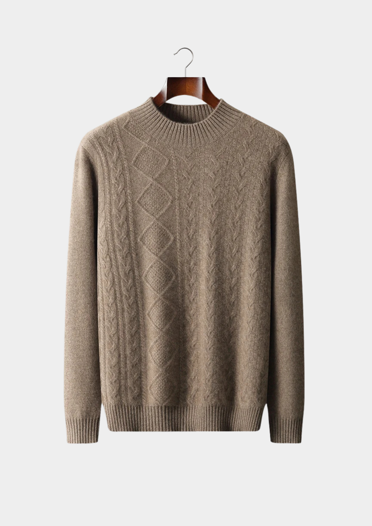 Merino Wool Jacquard Mockneck Pullover