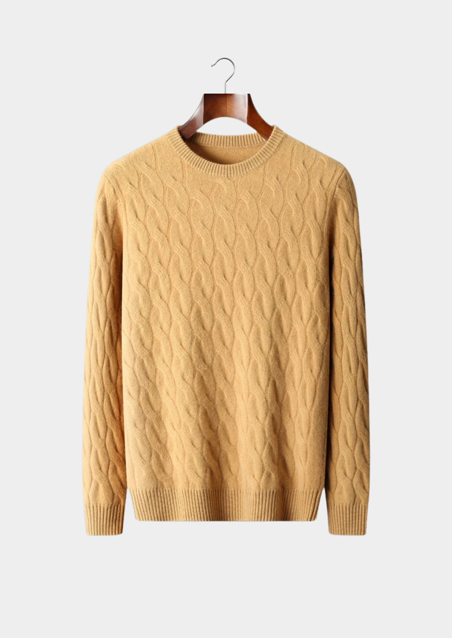 Cable Knit Crewneck in Premium Cashmere