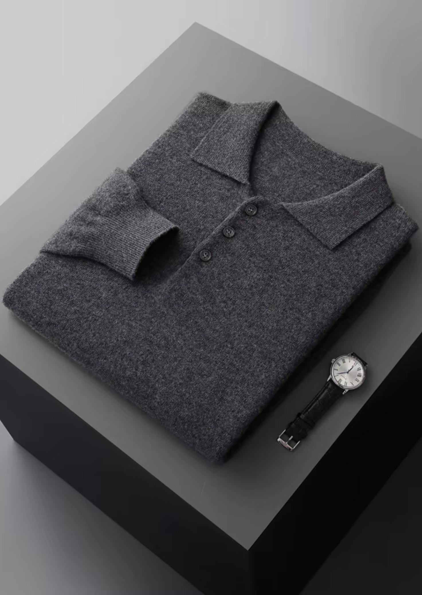 Merino Wool Extra-Fine Classic Polo Sweater