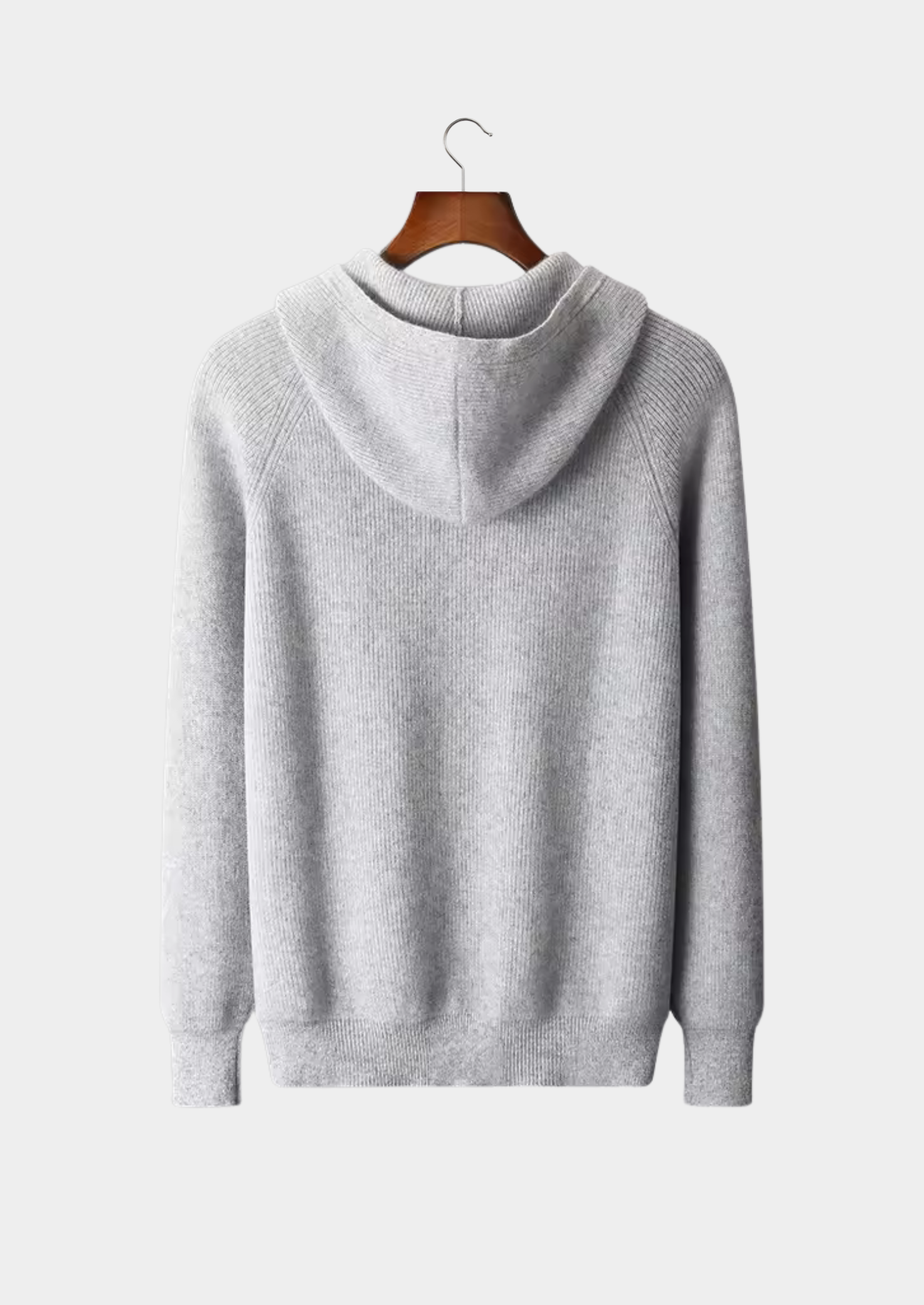 Merino Wool Extra-Fine Ribbed Hoodie With Zip