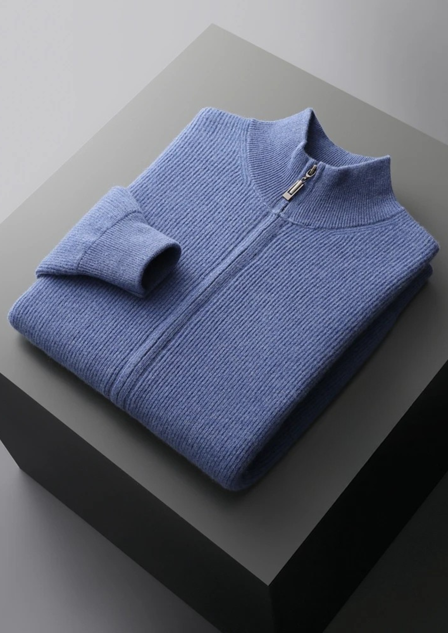 Extra-Fine Merino Wool Ribbed Cardigan With Zip