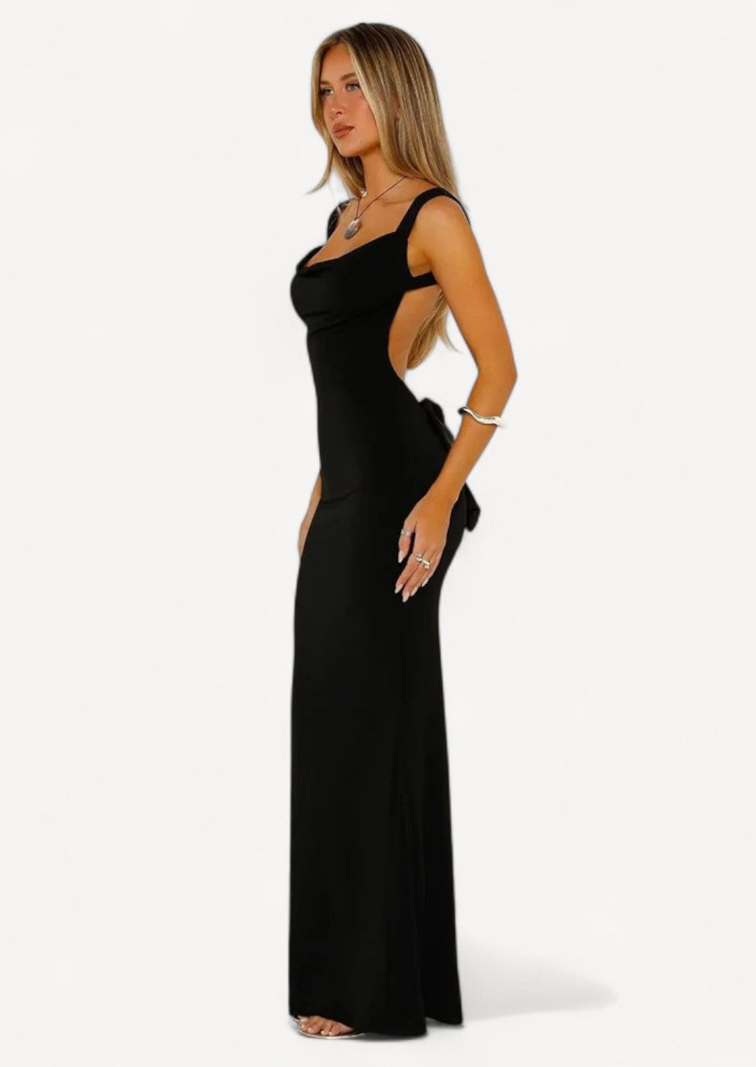 Backless Bow-Tie Maxi Dress Women