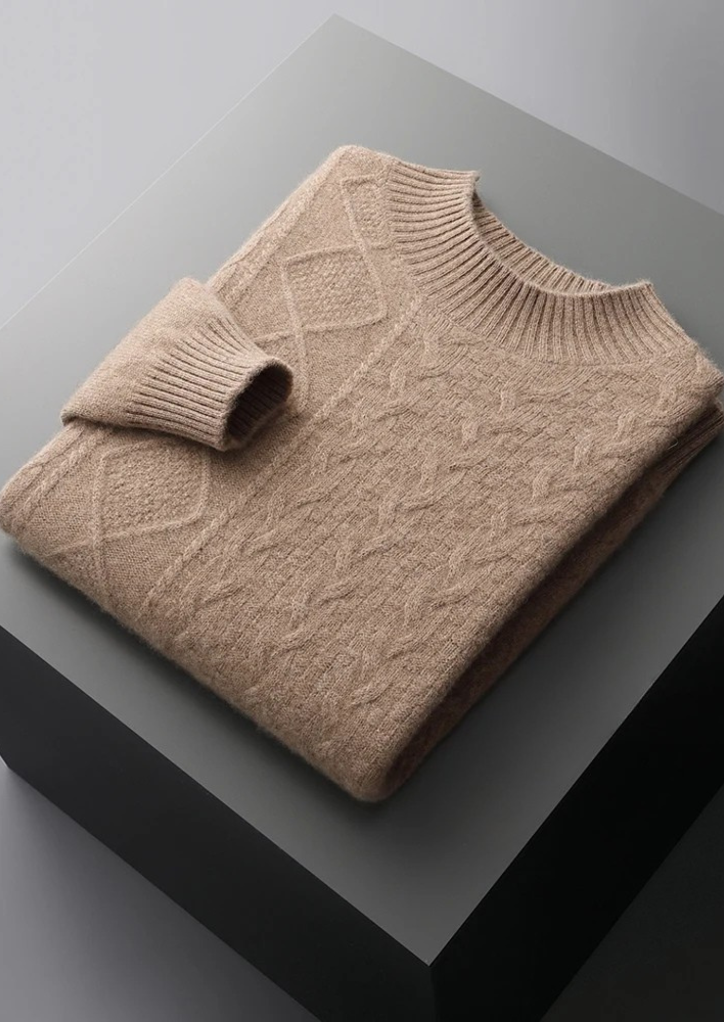Merino Wool Jacquard Mockneck Pullover