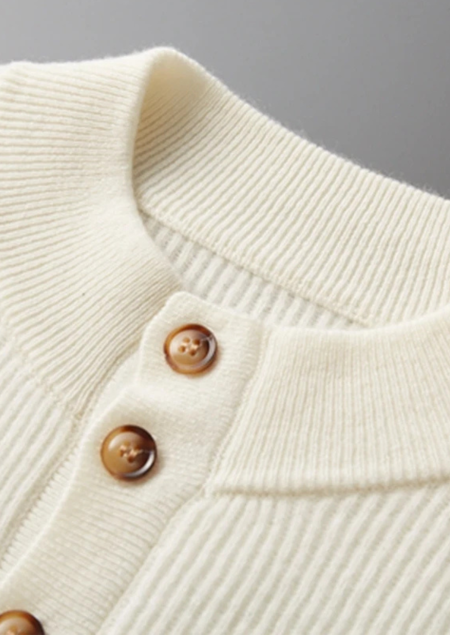 Classic Ribbed Henley Sweater in Cashmere