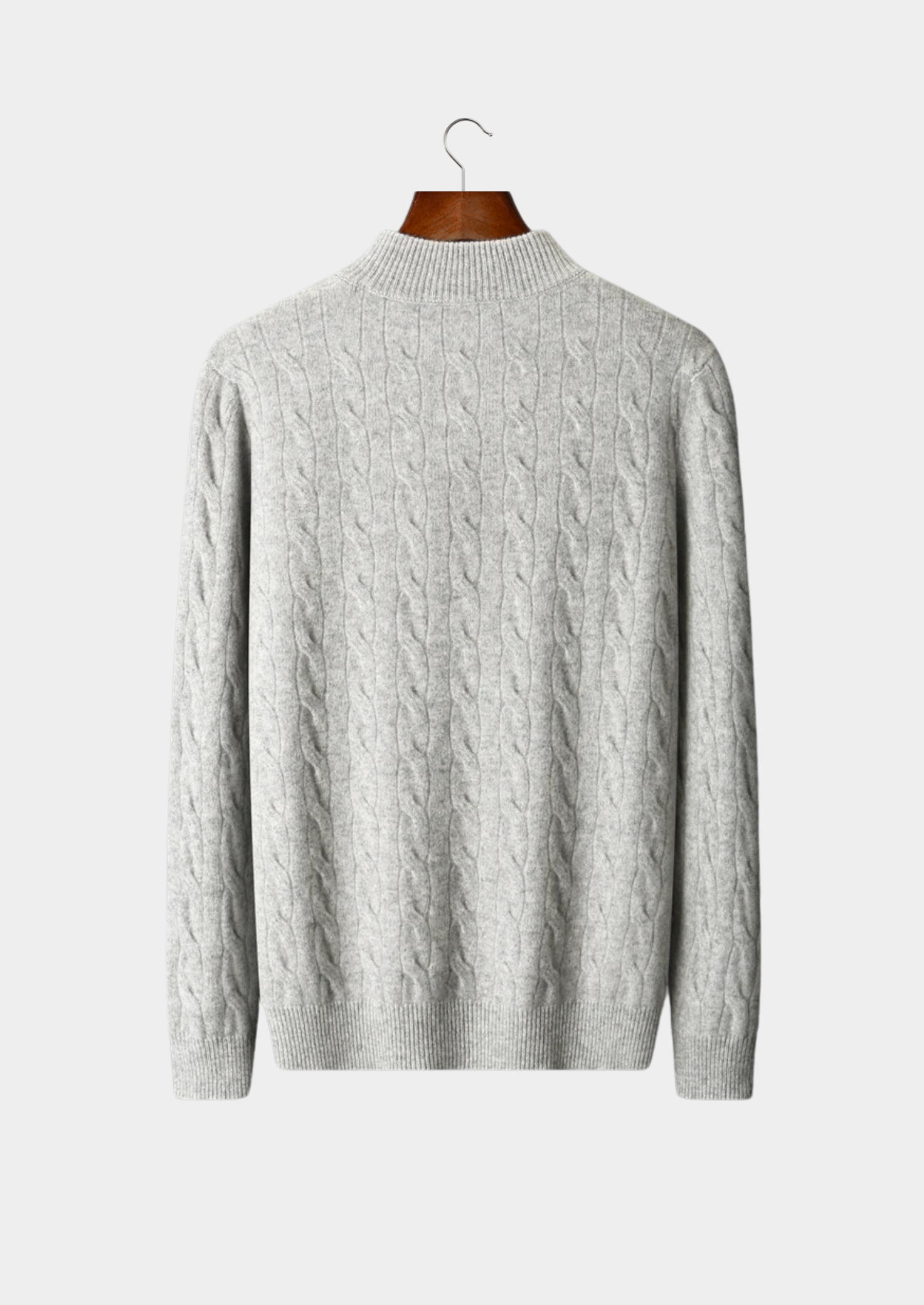 Men’s Half-Zip Cable Knit Sweater in Extra-Fine Merino Wool