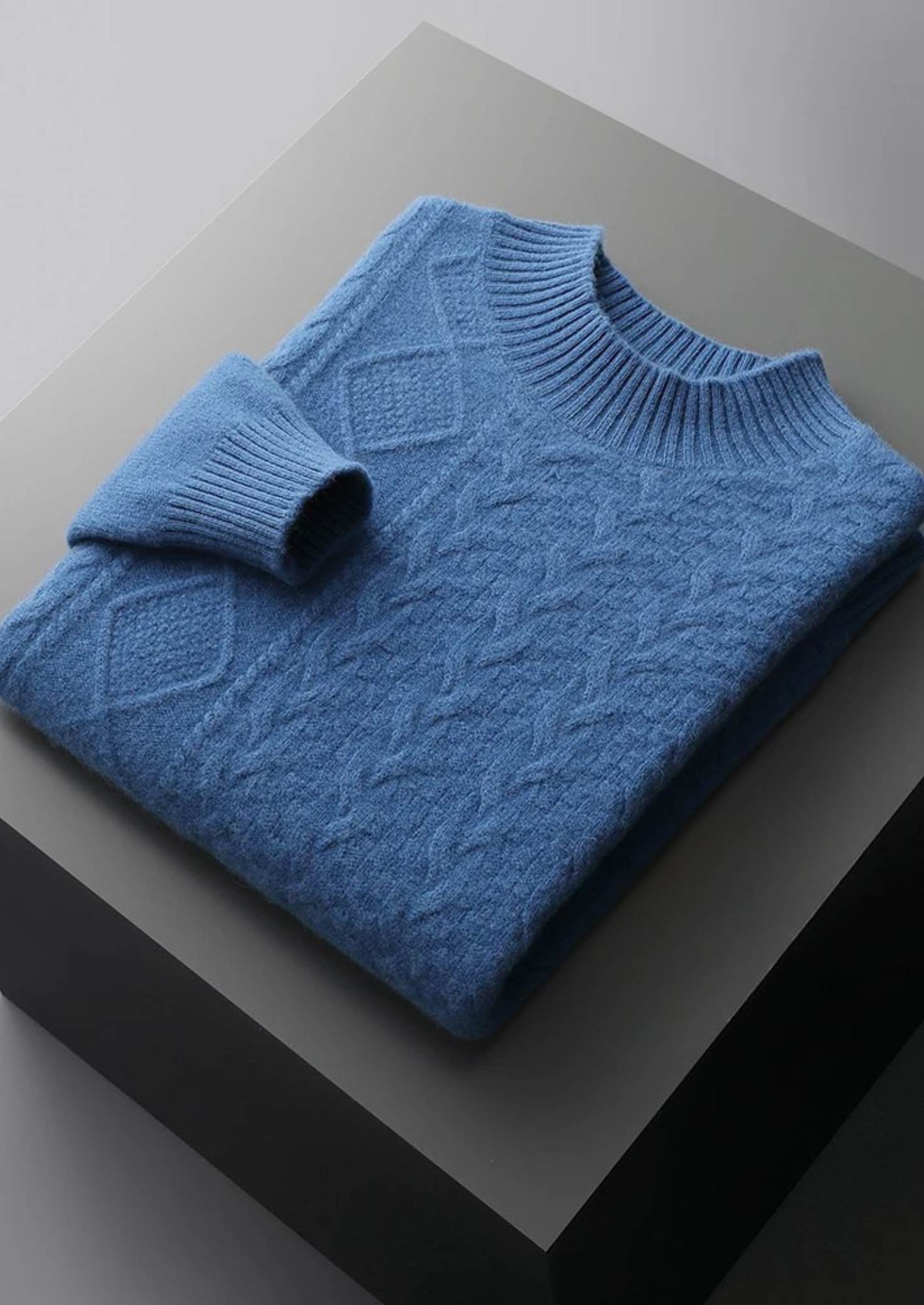 Merino Wool Jacquard Mockneck Pullover