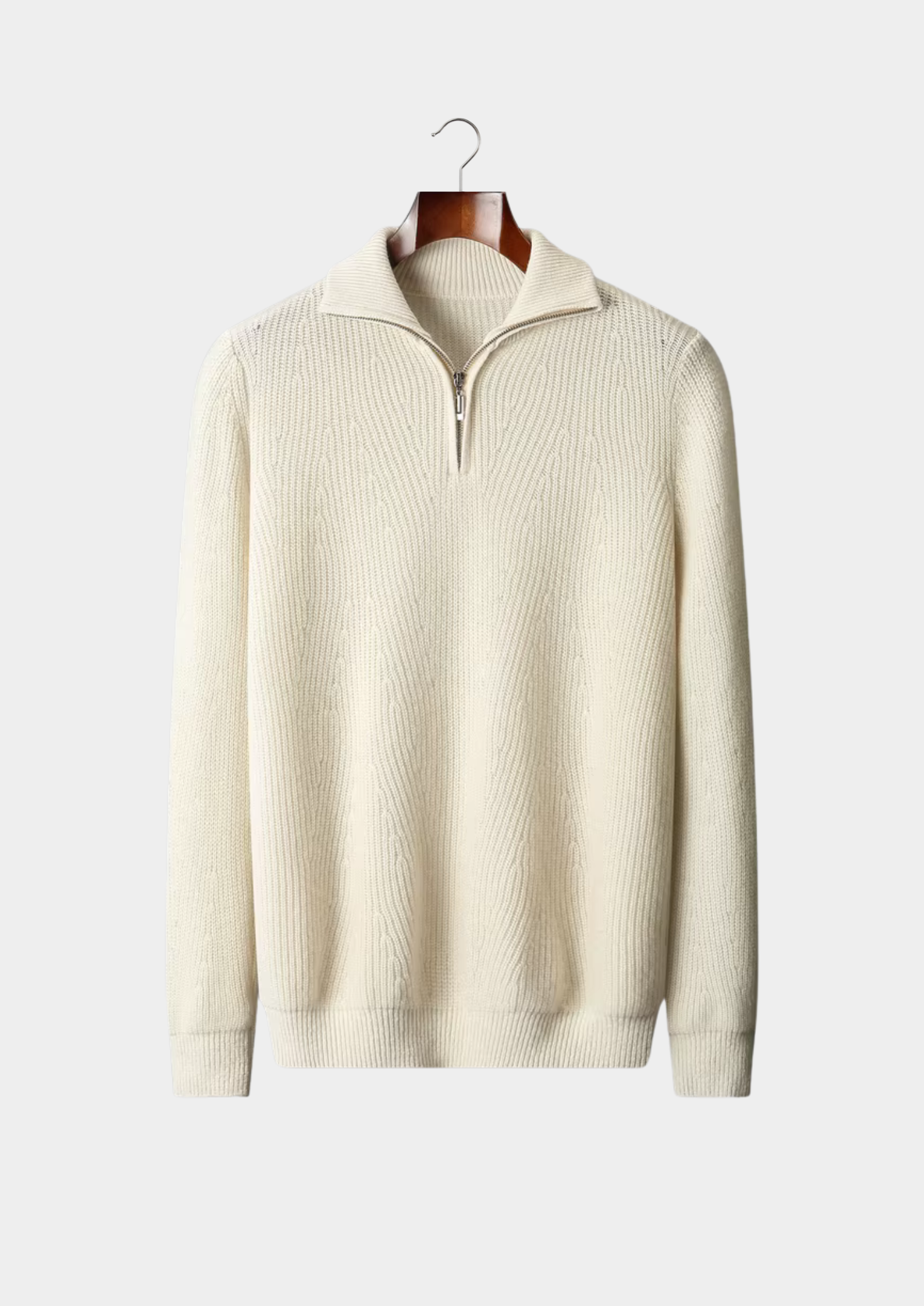 Men’s Extra-Fine Merino Wool Textured Half-Zip Knit Sweater