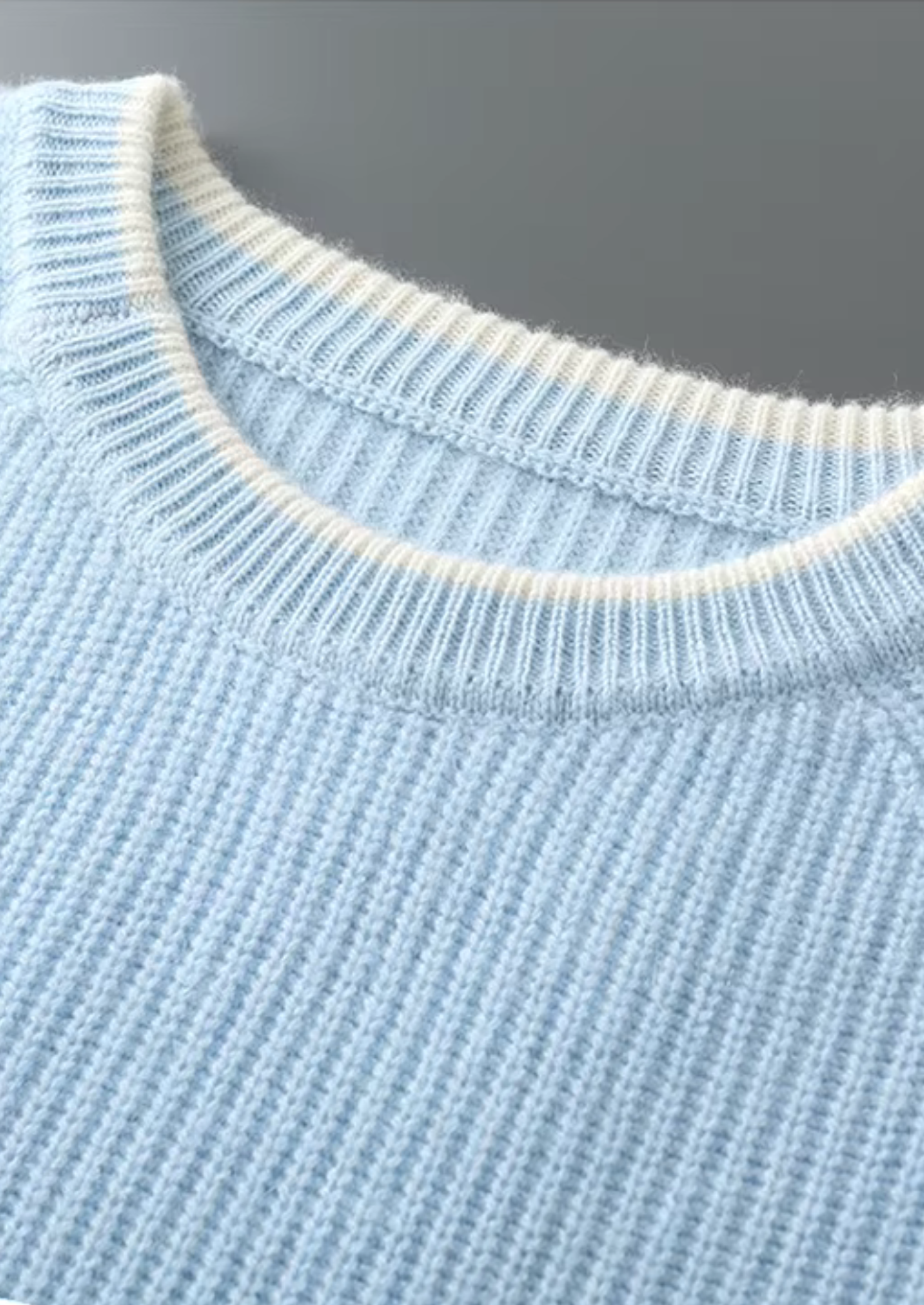 Merino Wool Extra-Fine Crewneck Two-Tone