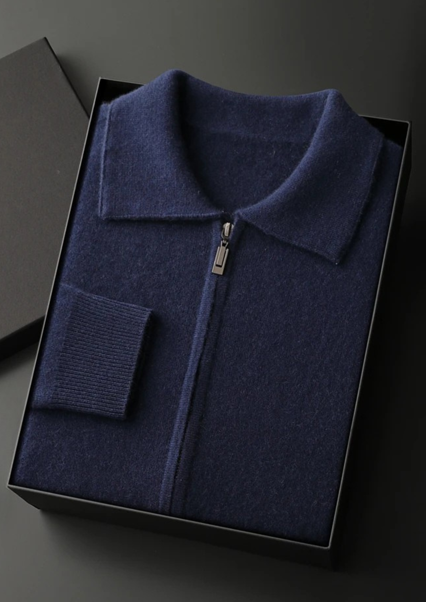 Men’s Cashmere Polo-Style Zip Knit Cardigan