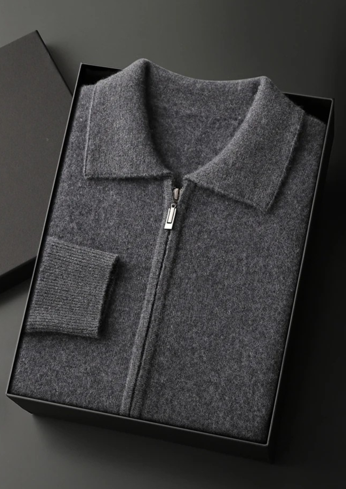 Men’s Cashmere Polo-Style Zip Knit Cardigan
