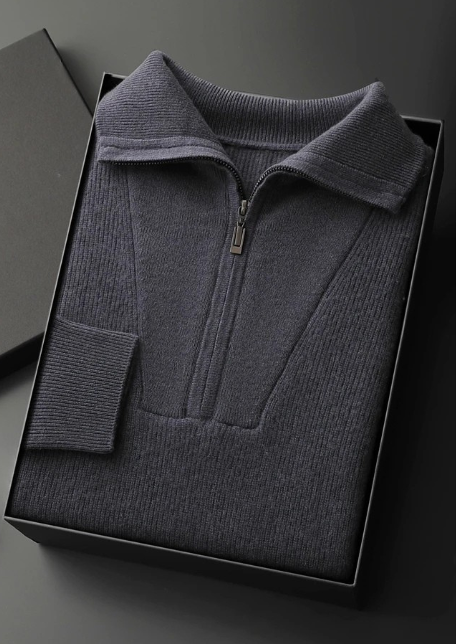 Men’s Cashmere Ribbed Half-Zip Knit Sweater