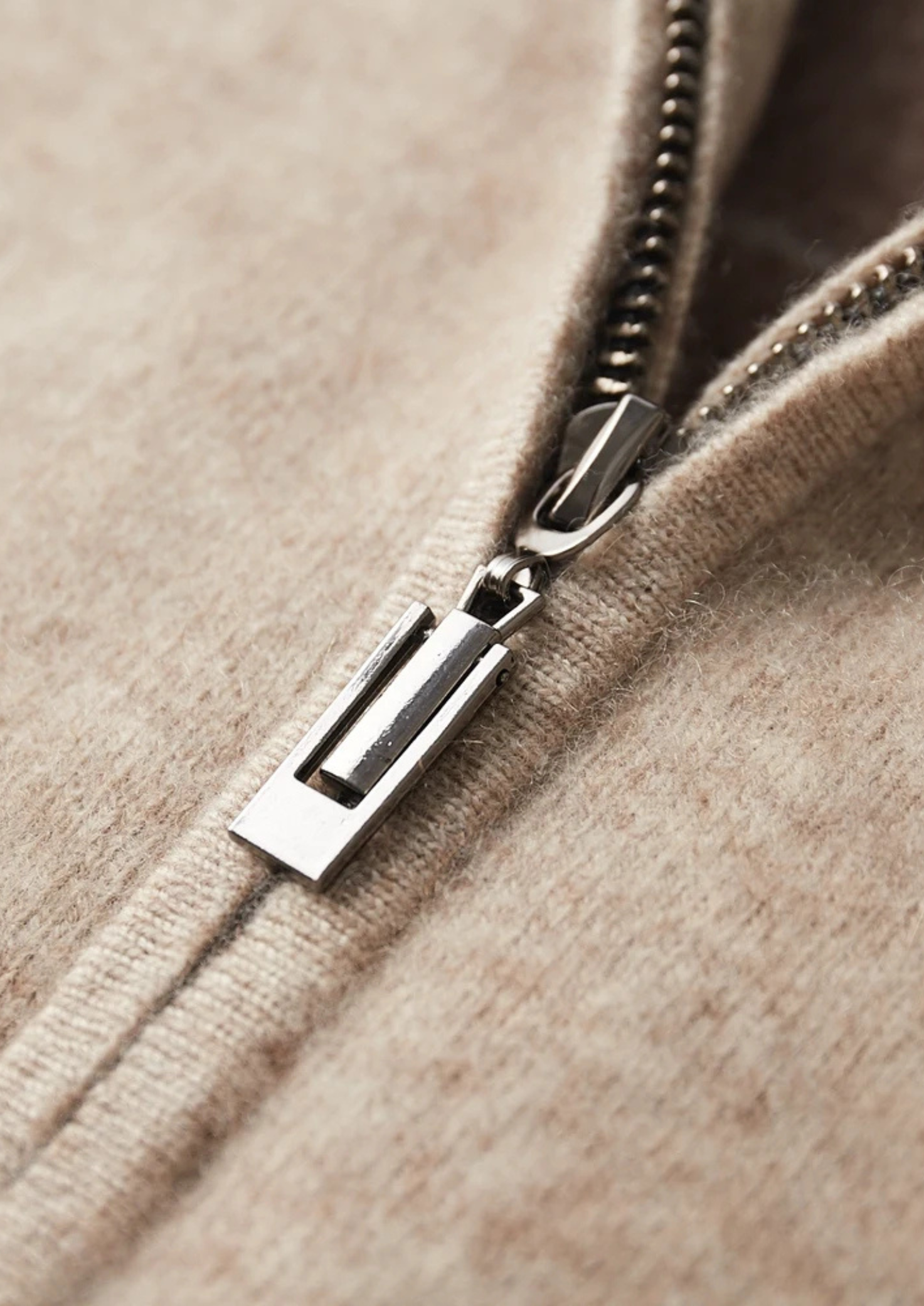 Men’s Double Tone Knit Zip Cardigan in Cashmere