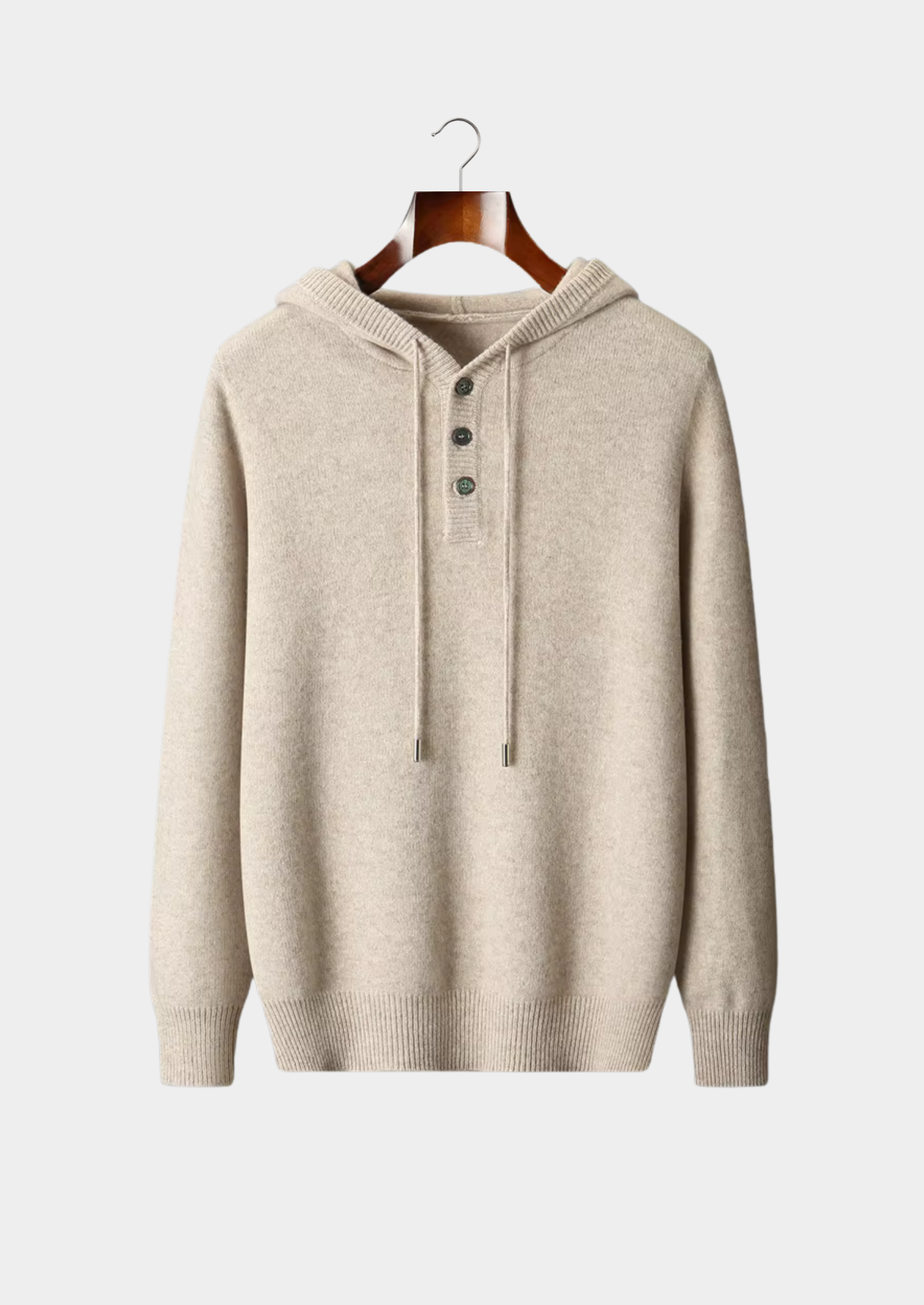 Men’s Button Knit Hoodie in Extra-Fine Merino Wool