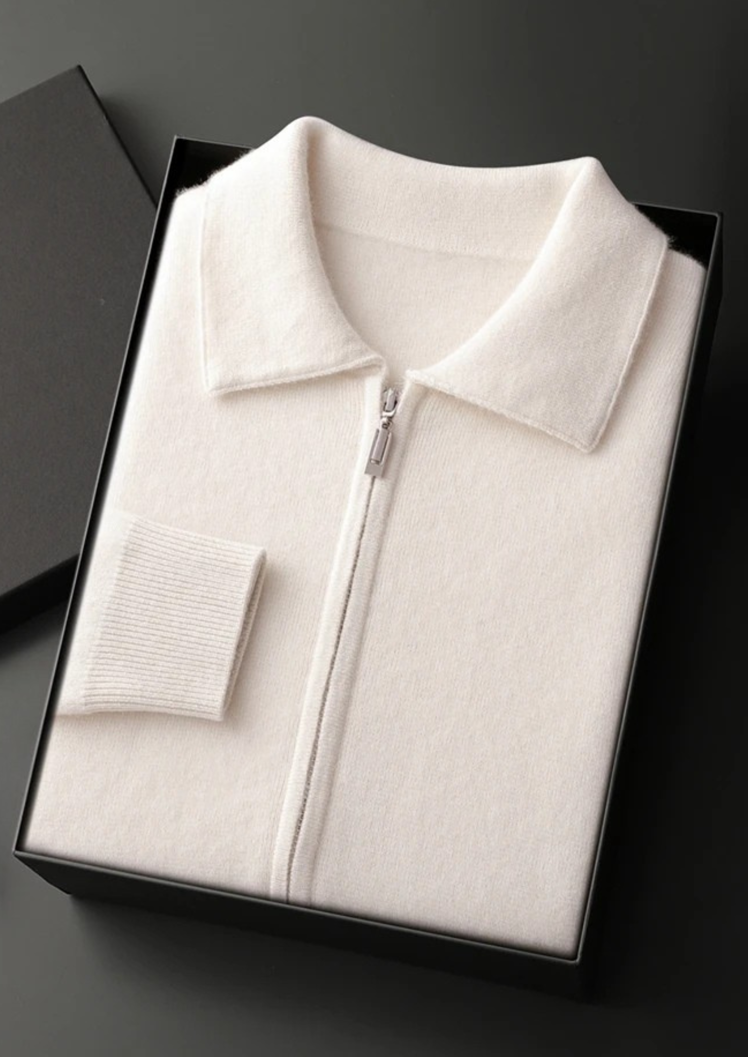 Men’s Cashmere Polo-Style Zip Knit Cardigan