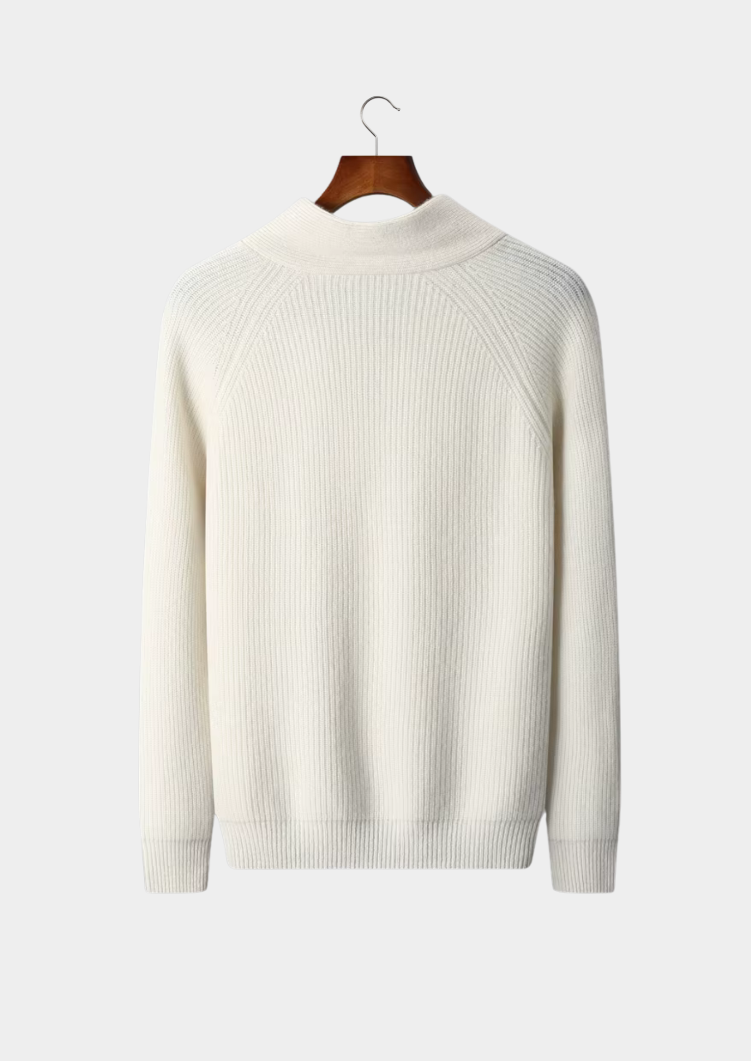 Men’s Ribbed V-Neck Knit Sweater in Cashmere