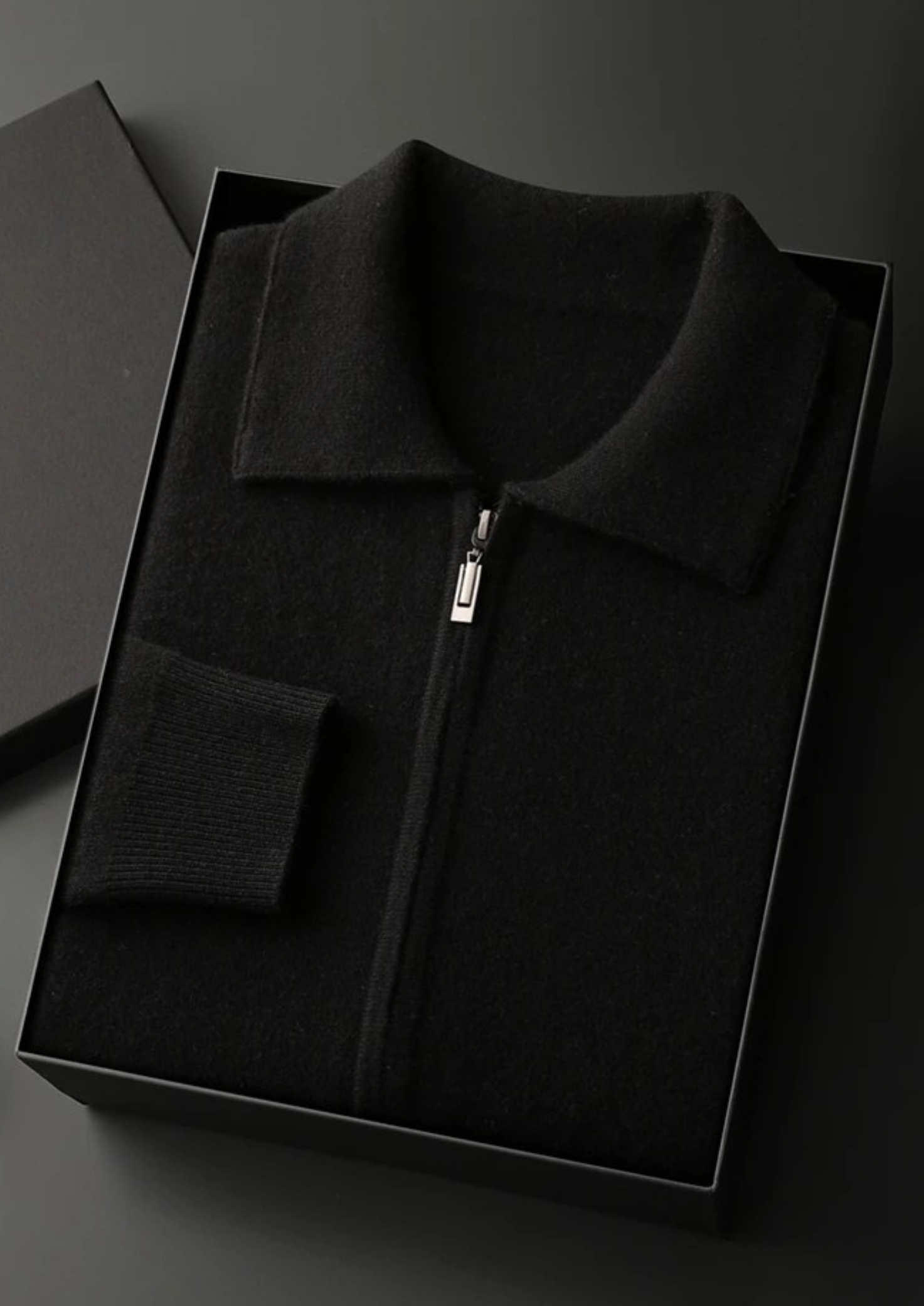 Men’s Cashmere Polo-Style Zip Knit Cardigan