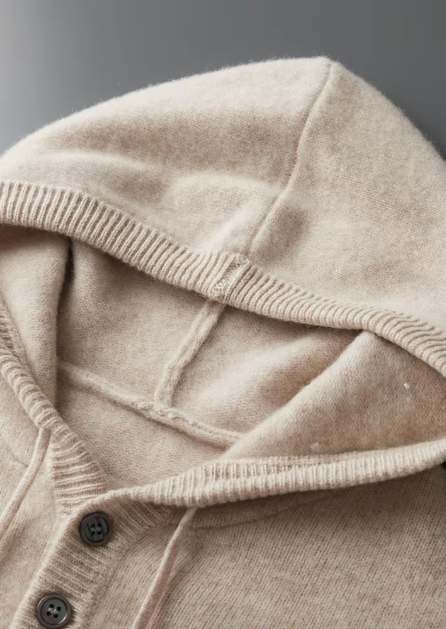 Men’s Button Knit Hoodie in Extra-Fine Merino Wool