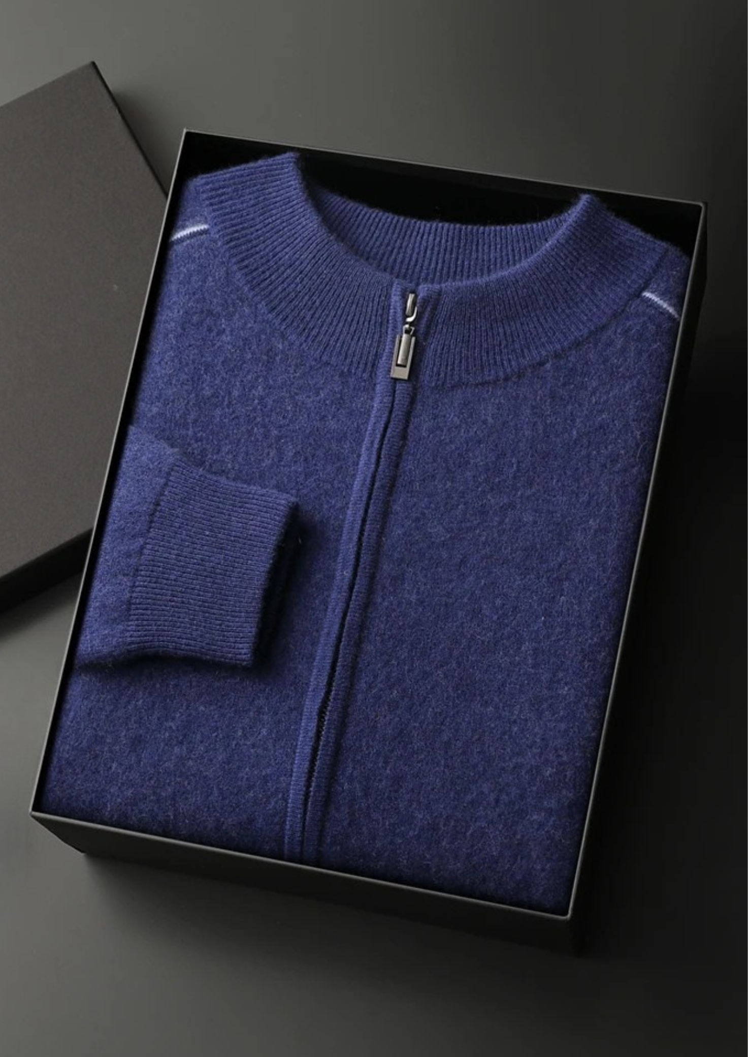 Men’s Double Tone Knit Zip Cardigan in Cashmere