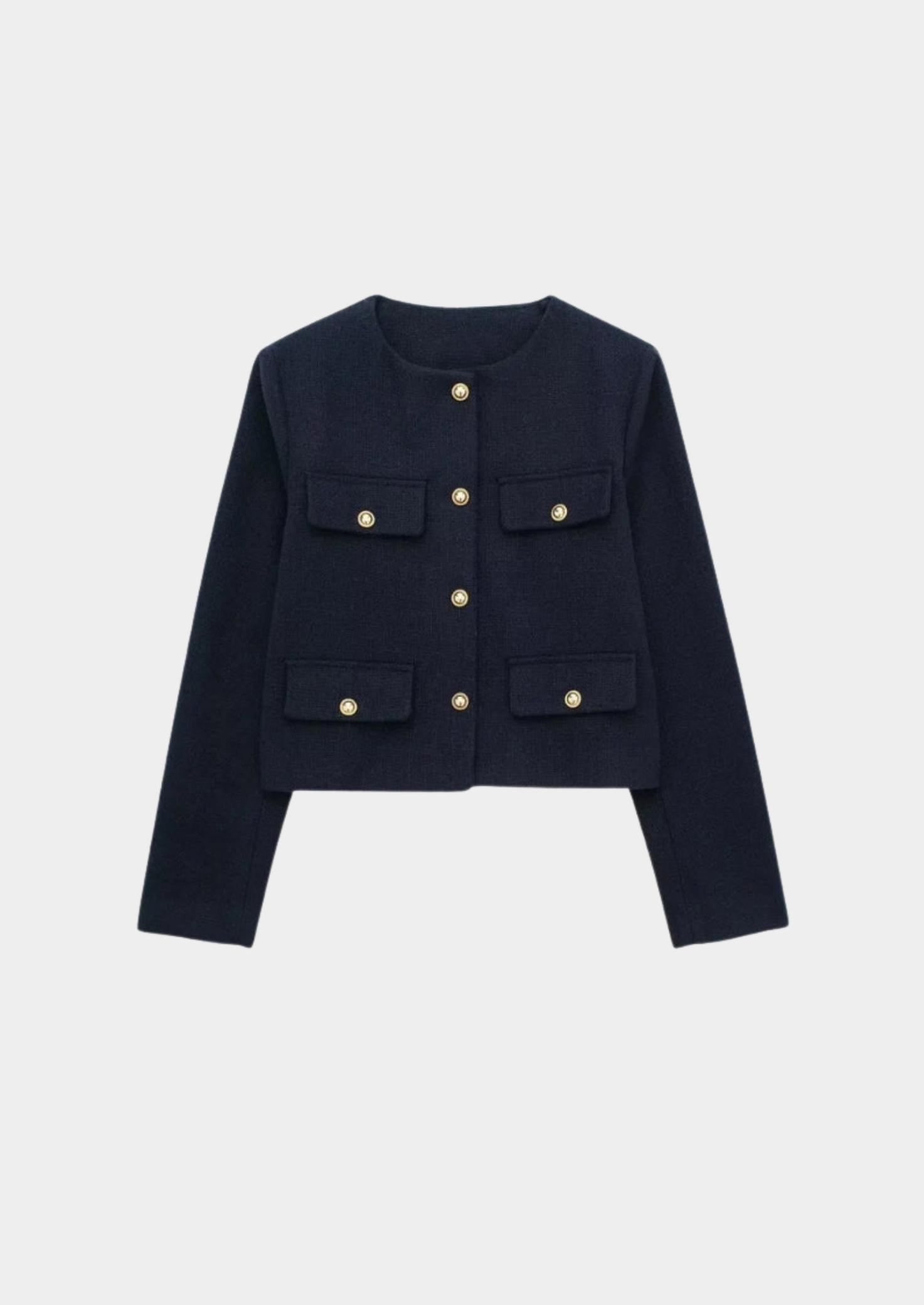 Cropped Blazer with Gold Buttons Women